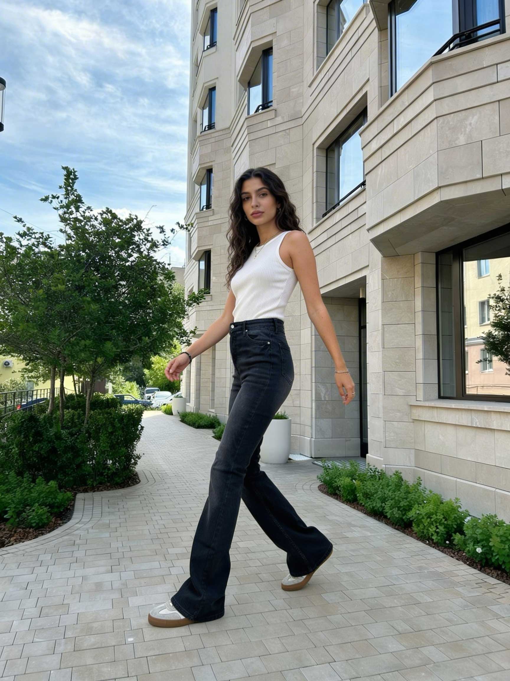 Slim Flare – High-Waist Washed Black Jeans Flare CIZARO - Cizaro Jeans