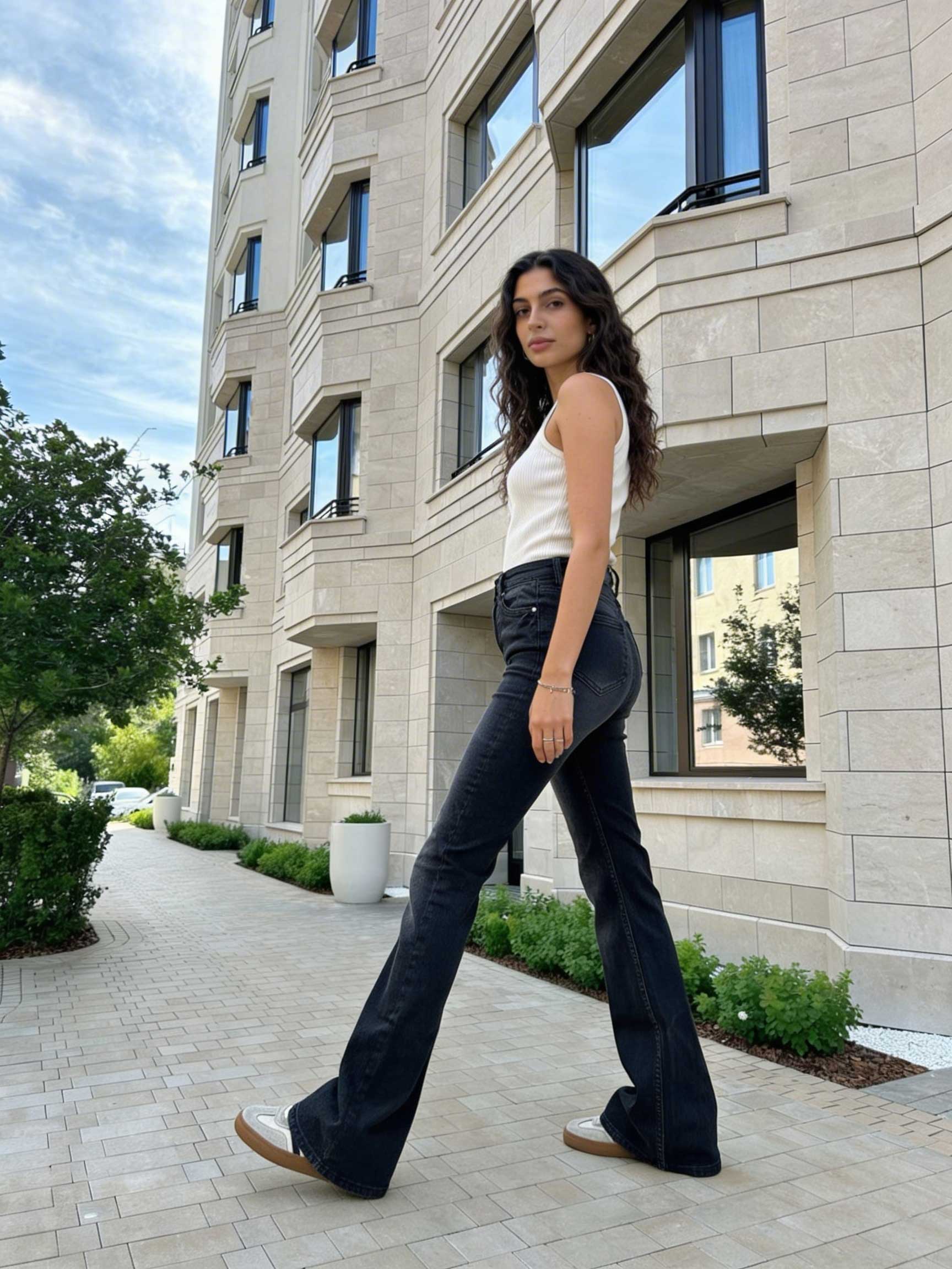 Slim Flare – High-Waist Washed Black Jeans Flare CIZARO - Cizaro Jeans