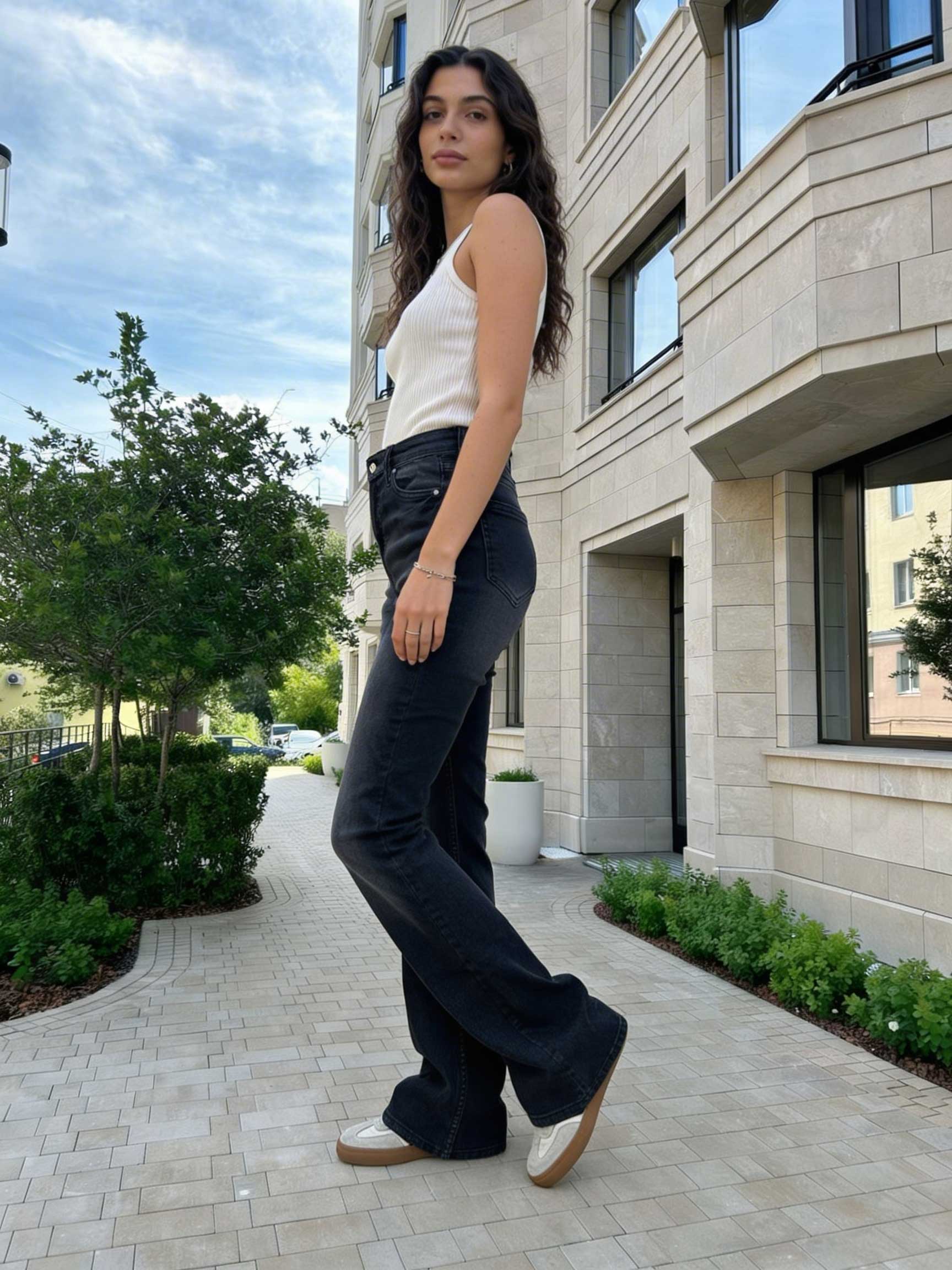 Slim Flare – High-Waist Washed Black Jeans Flare CIZARO - Cizaro Jeans