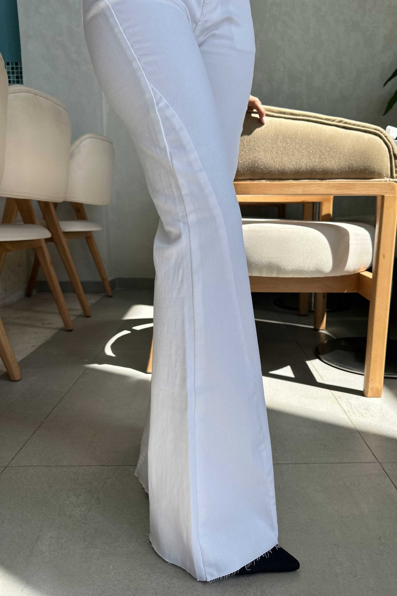 Super Flare - High-Waist White Jeans flare CIZARO - Cizaro Jeans