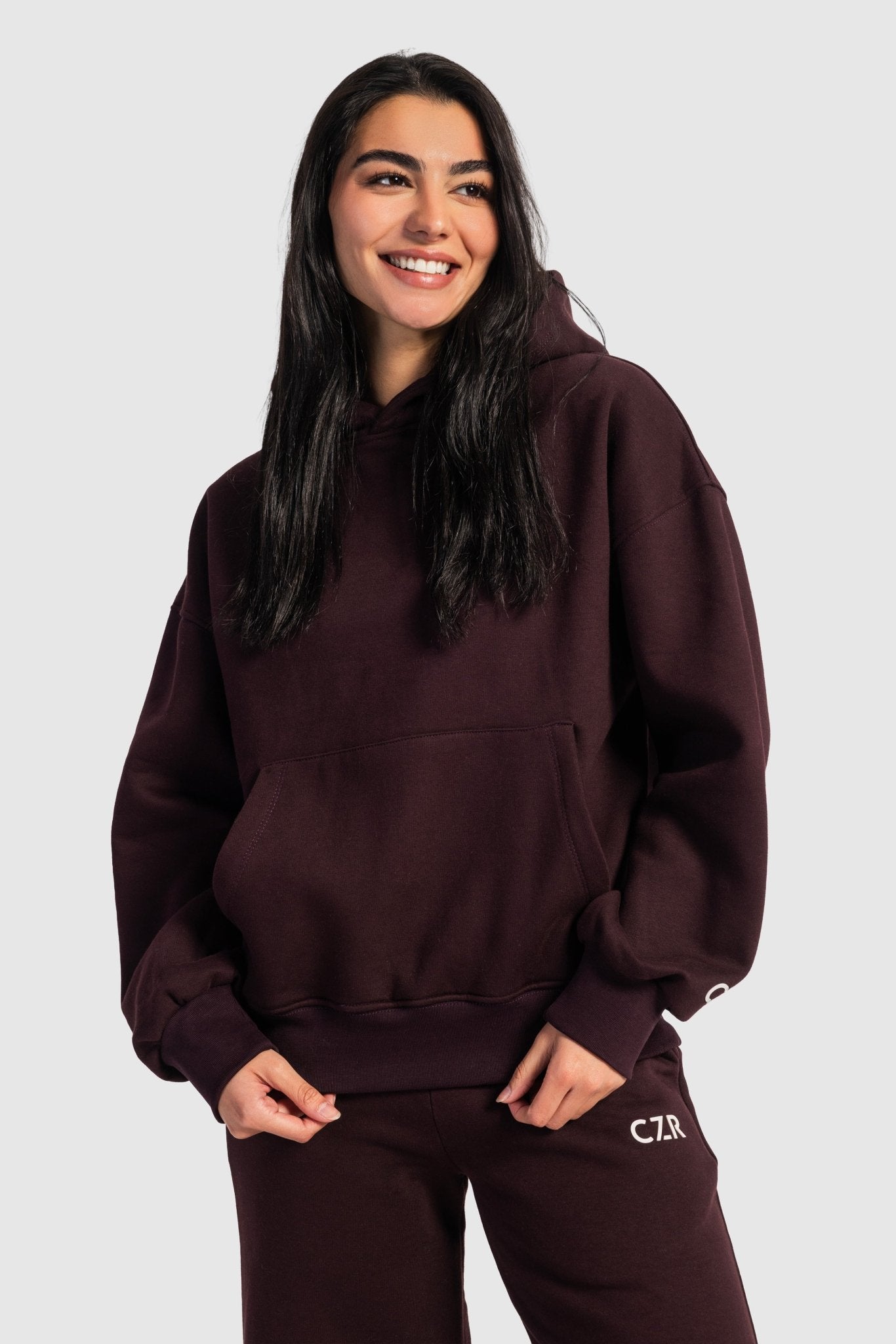 Oversized Hoodie – Burgundy Hoodie CIZARO - Cizaro Jeans