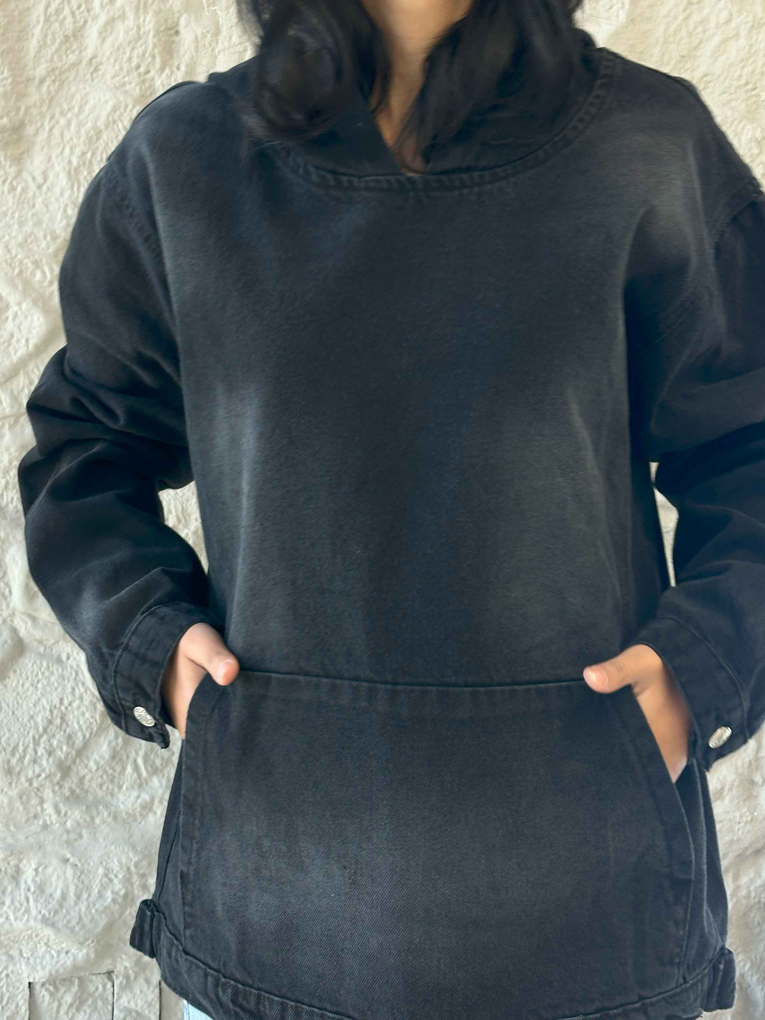 Unisex Charcoal Washed Denim Hoodie