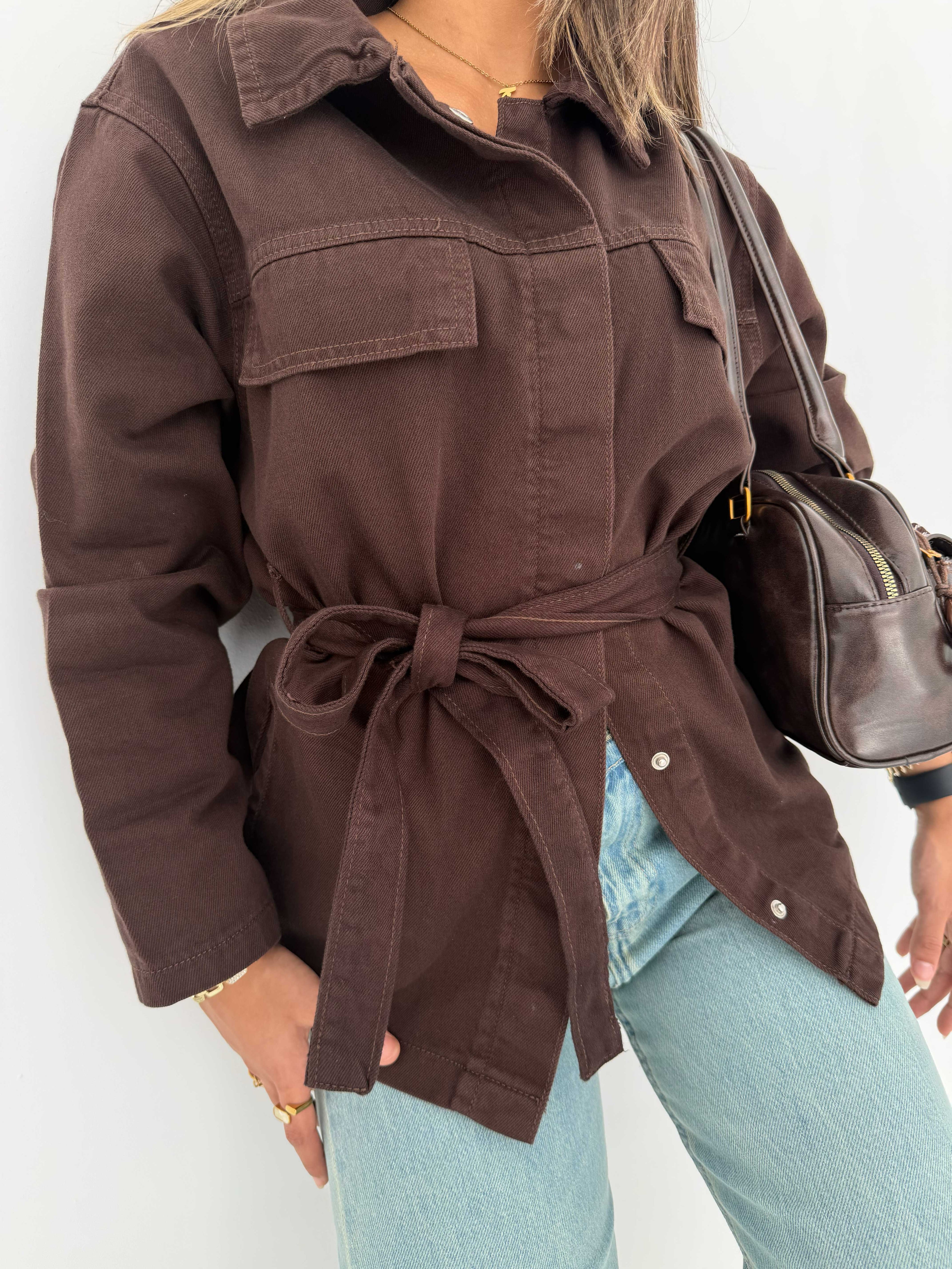 Jacket – Oversized Dark Chocolate Denim Jacket CIZARO - Cizaro Jeans