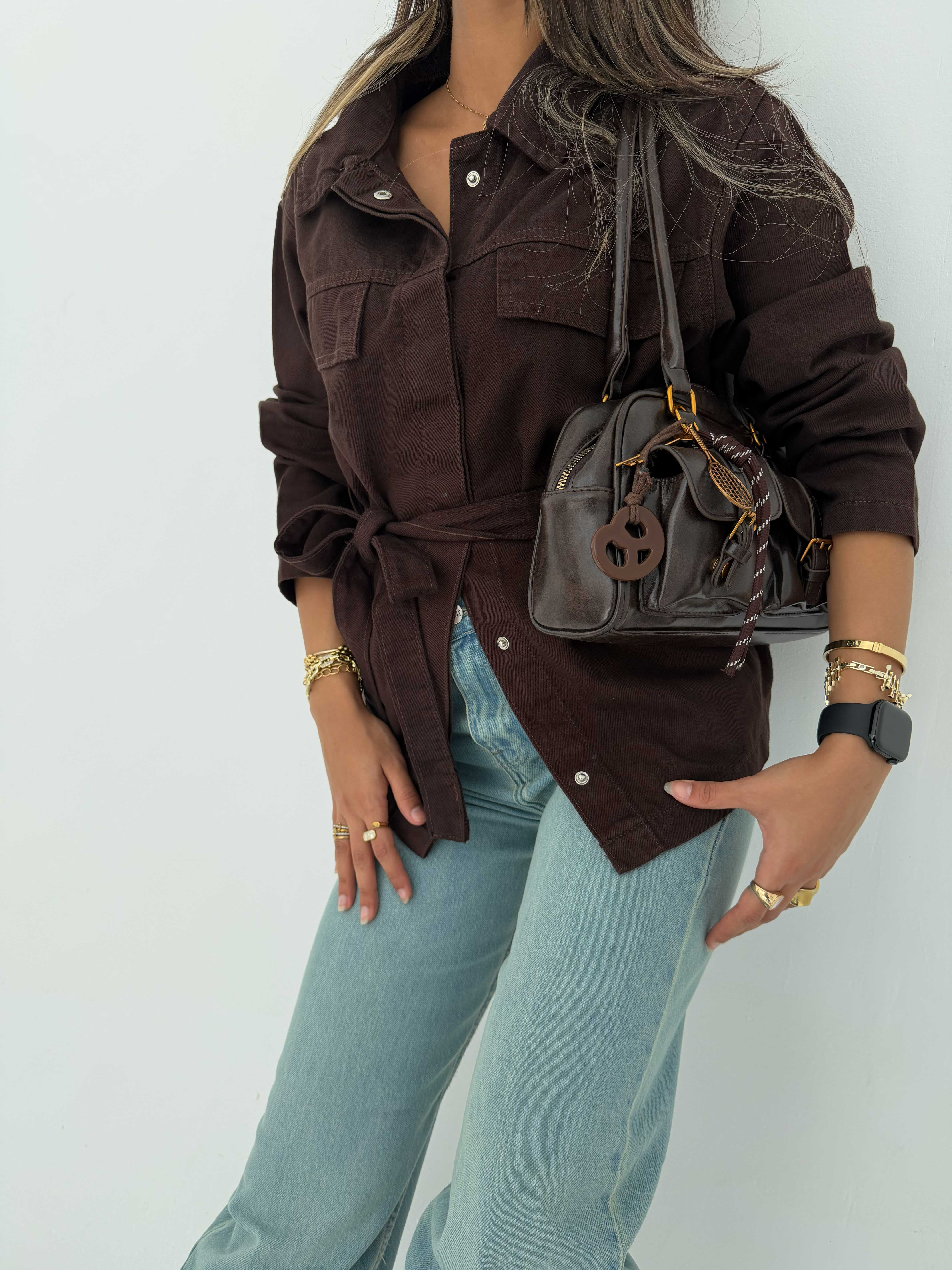 Jacket – Oversized Dark Chocolate Denim Jacket CIZARO - Cizaro Jeans
