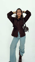 Jacket – Oversized Dark Chocolate Denim Jacket CIZARO - Cizaro Jeans