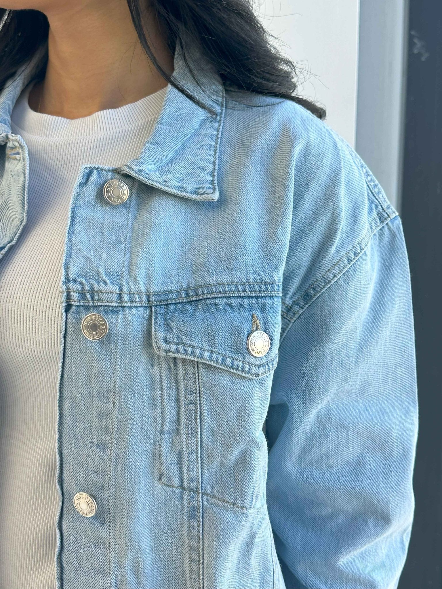 Denim Jacket - Light Blue Wash Straight Fit. Denim Jacket CIZARO - Cizaro Jeans