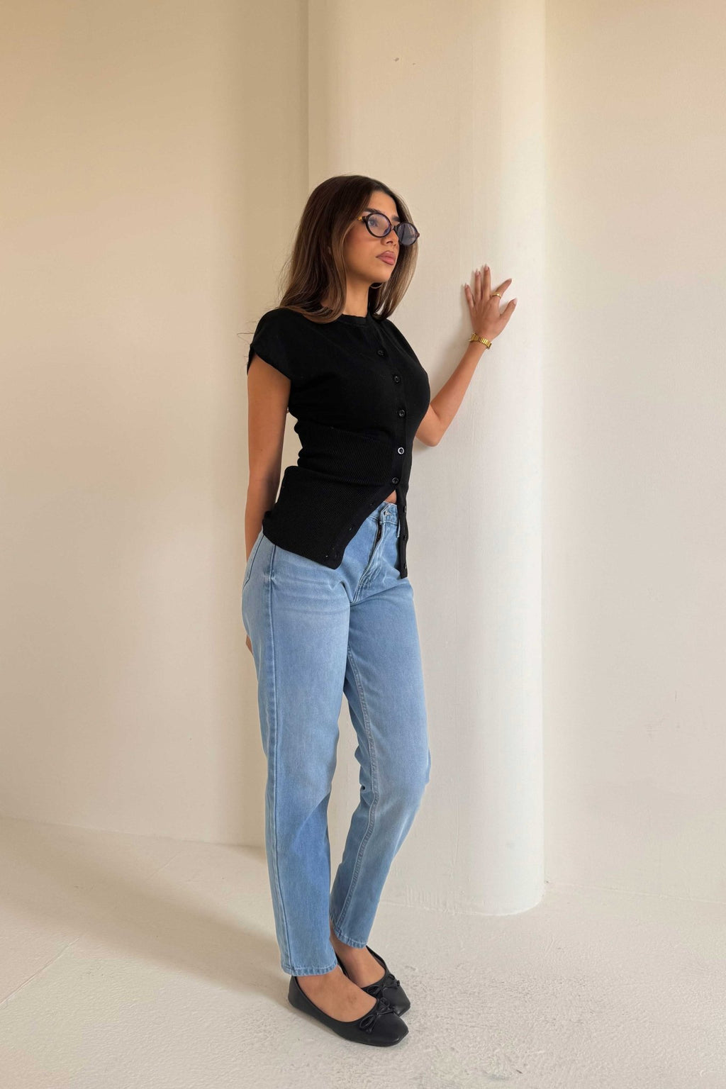 Mom Fit – Mid-Rise Powder Blue Jeans momfit CIZARO - Cizaro Jeans