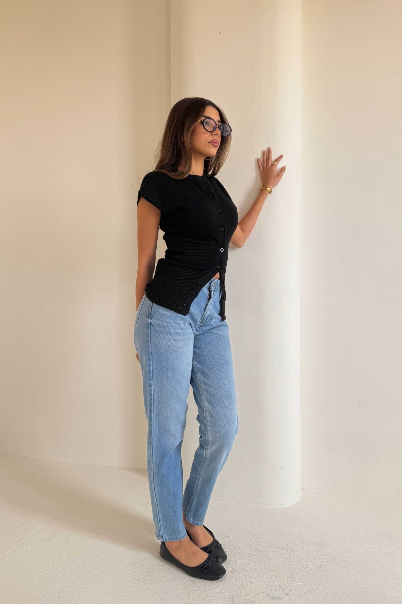 Mom Fit – Mid-Rise Powder Blue Jeans momfit CIZARO - Cizaro Jeans