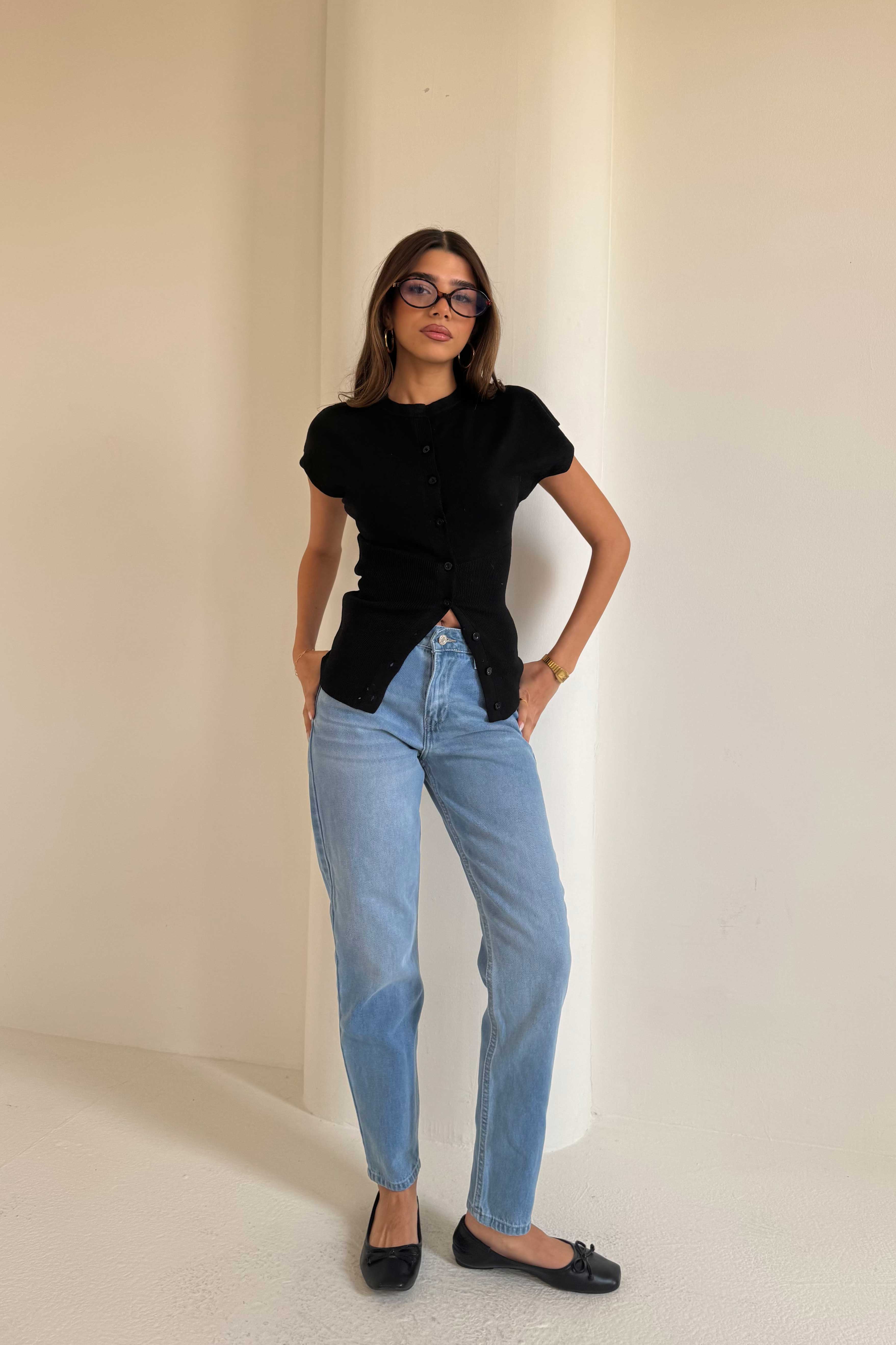 Mom Fit – Mid-Rise Powder Blue Jeans