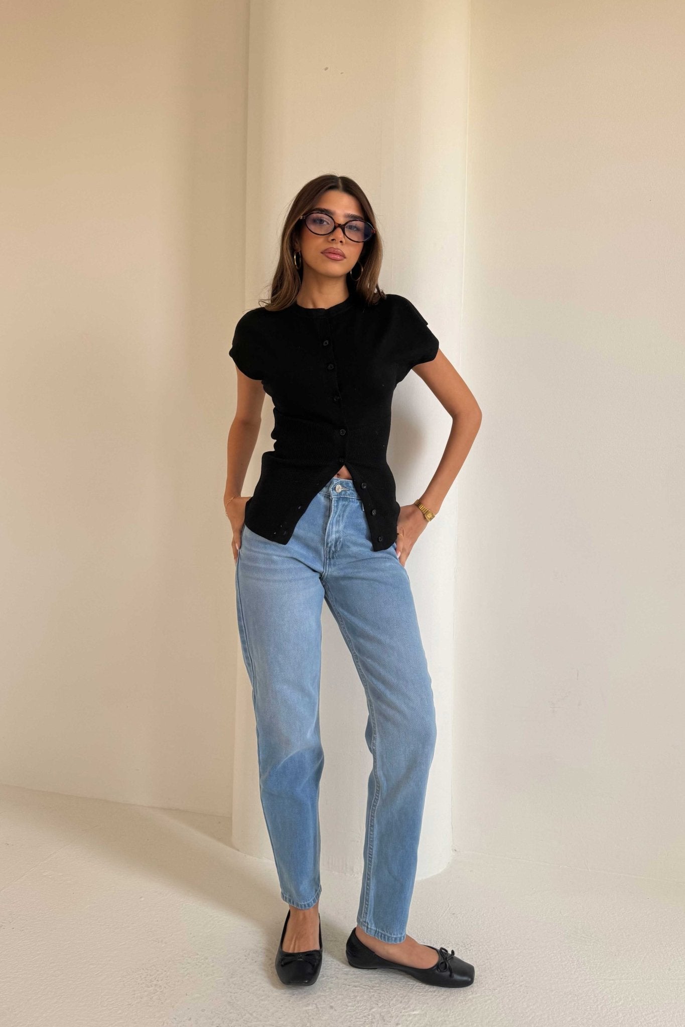Mom Fit – Mid-Rise Powder Blue Jeans momfit CIZARO - Cizaro Jeans
