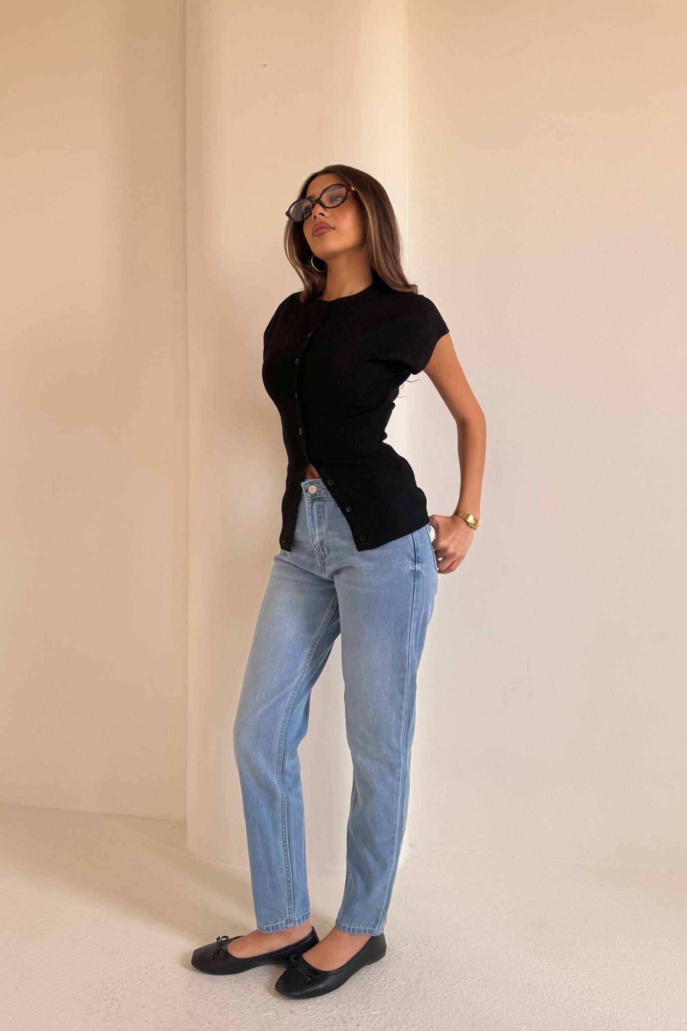 Mom Fit – Mid-Rise Powder Blue Jeans momfit CIZARO - Cizaro Jeans