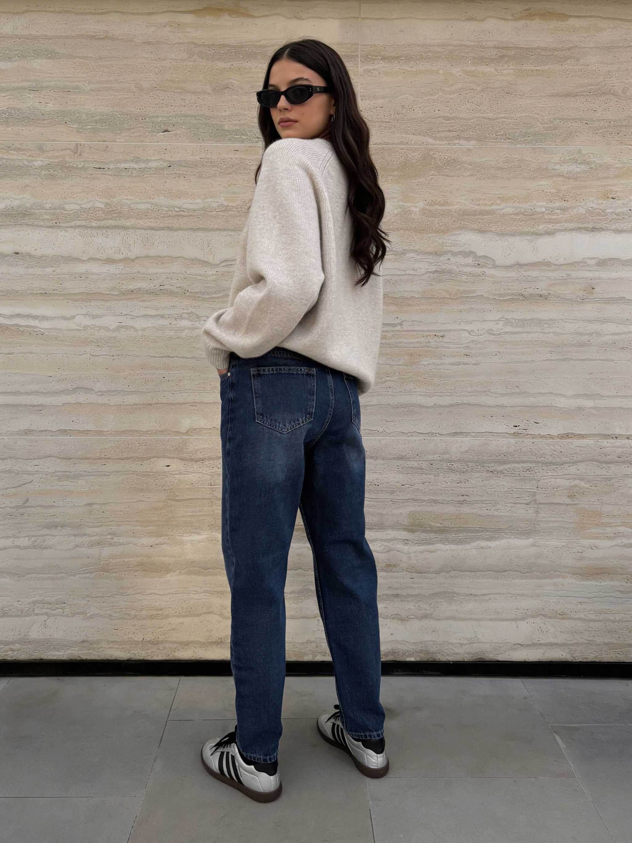 Mom-Fit – High-Waist Washed Blue Jeans Mom-Fit CIZARO - Cizaro Jeans