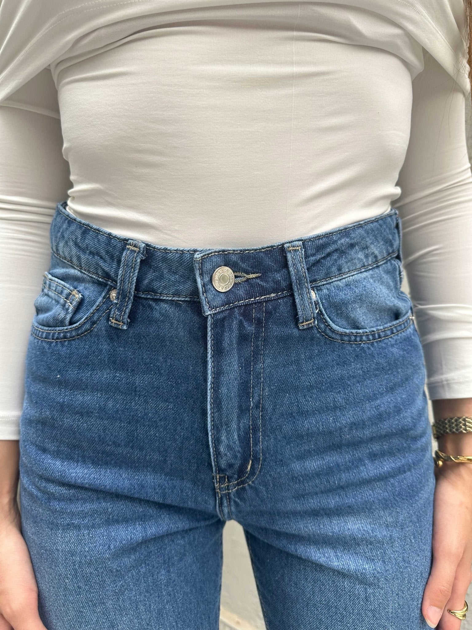 Mom Fit | High-Waist Navy Blue Jeans Mom Jeans CIZARO - Cizaro Jeans