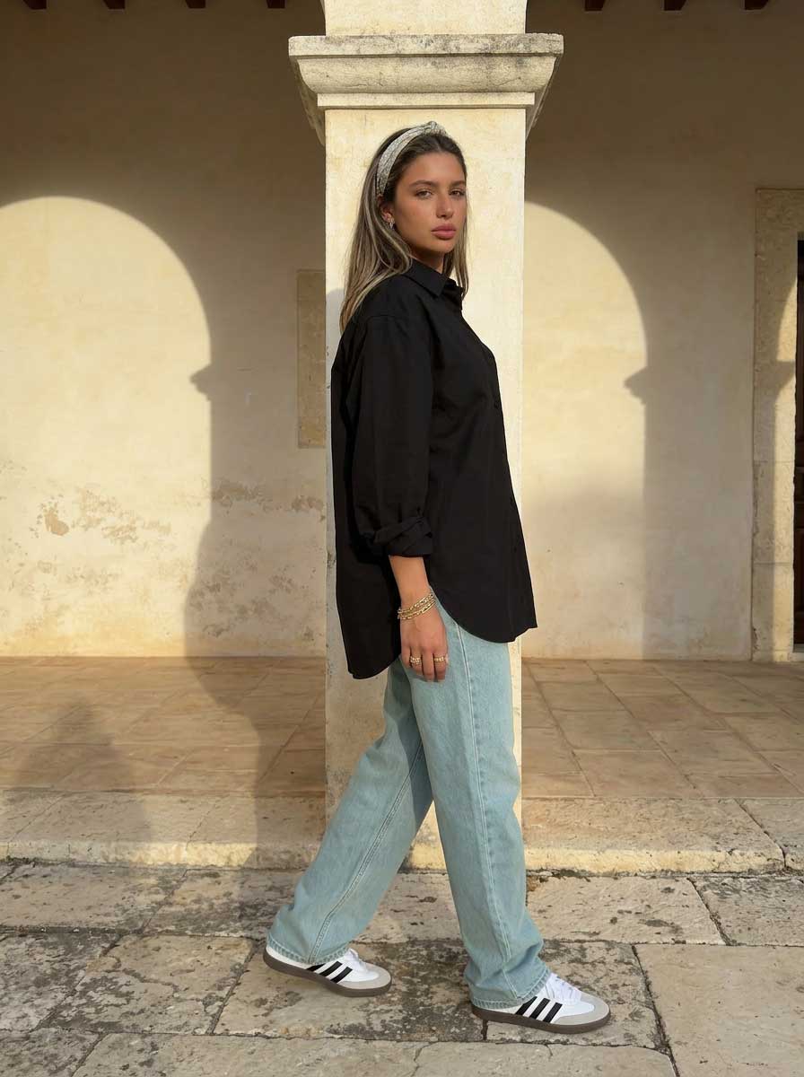 Oversized Poplin Shirt – Black