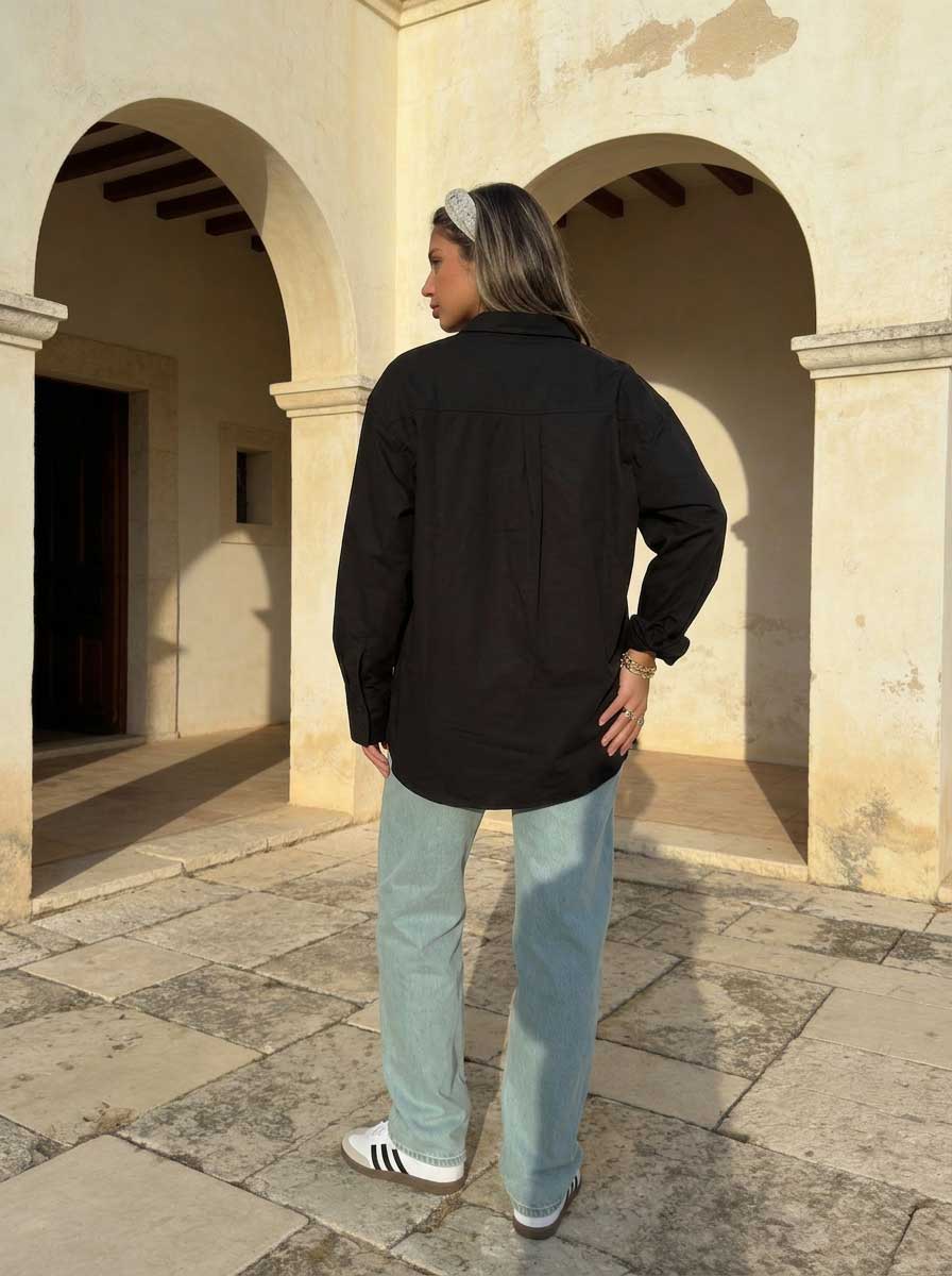 Oversized Poplin Shirt – Black