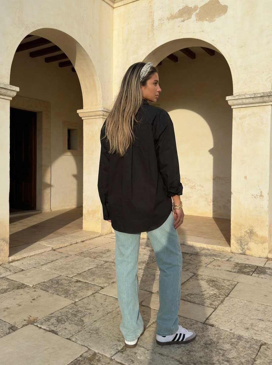 Oversized Poplin Shirt – Black