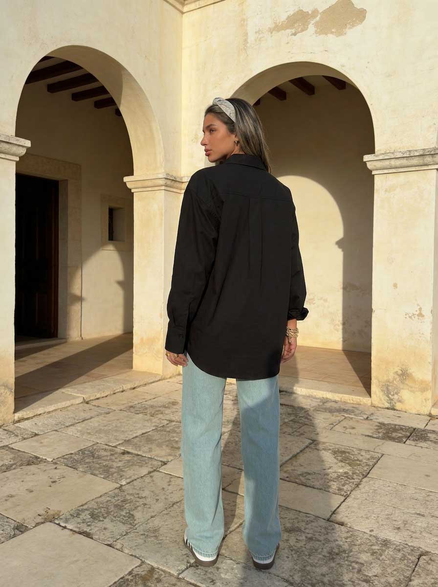 Oversized Poplin Shirt – Black