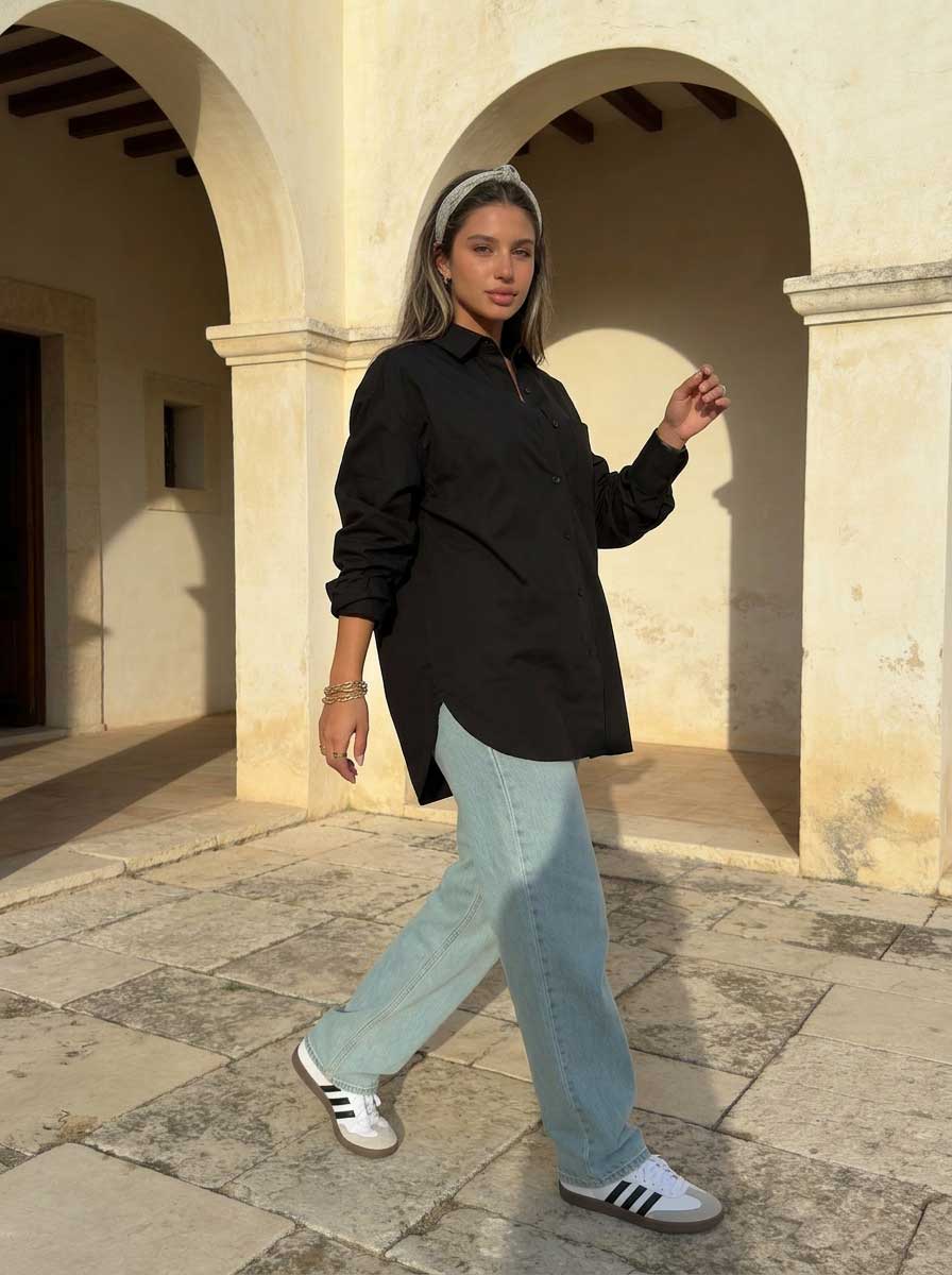 Oversized Poplin Shirt – Black