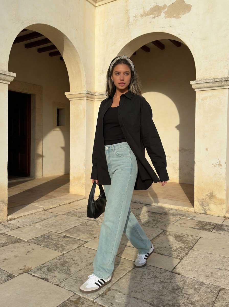 Oversized Poplin Shirt – Black