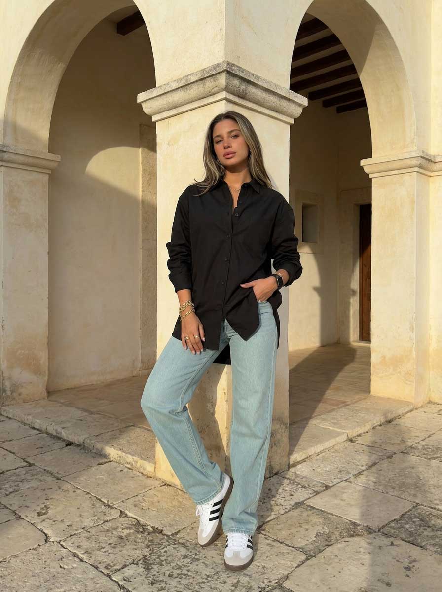 Oversized Poplin Shirt – Black