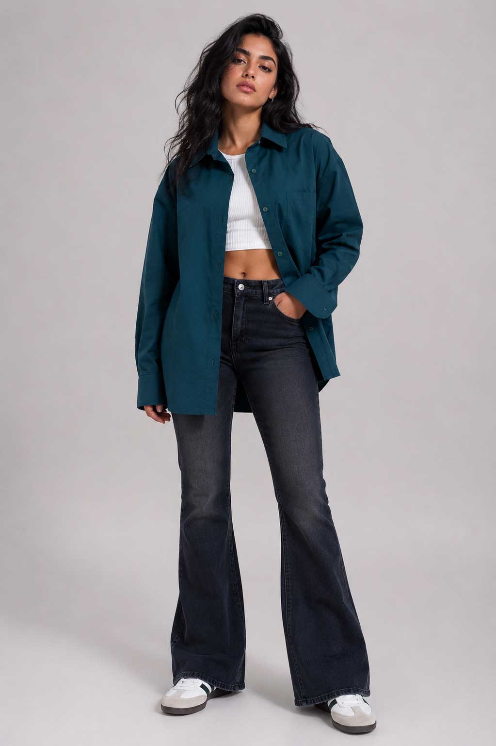 Oversized Poplin Shirt – Dark Teal Shirt CIZARO - Cizaro Jeans