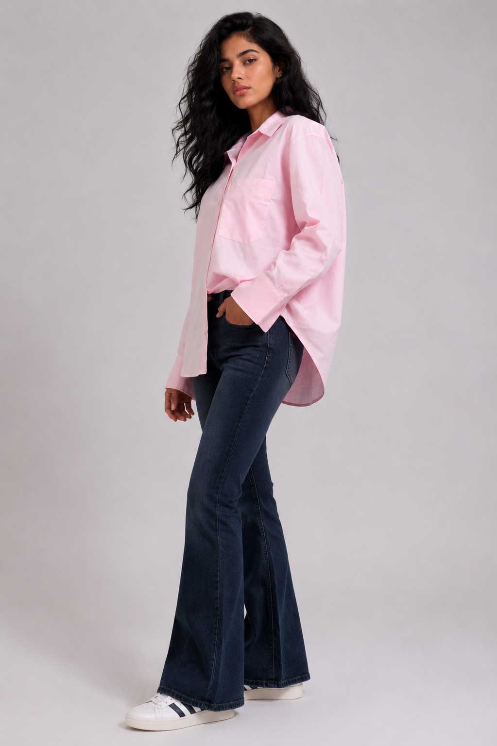 Oversized Poplin Shirt – Pink T shirt CIZARO - Cizaro Jeans