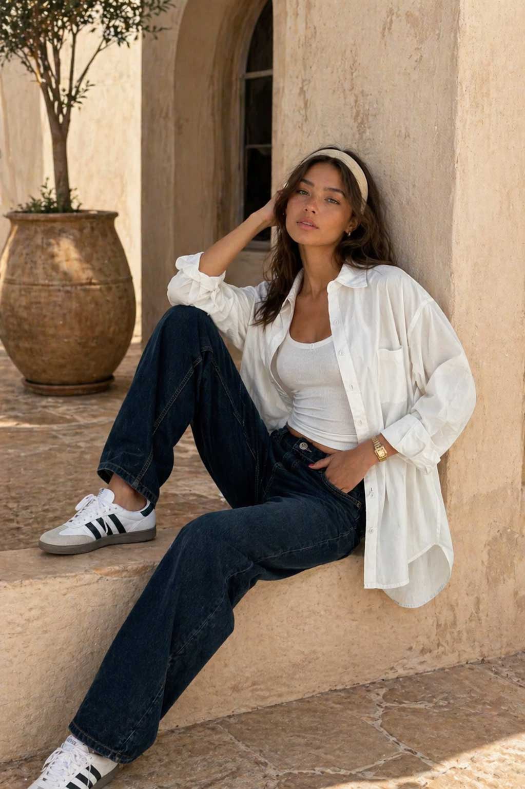 Oversized Poplin Shirt – White