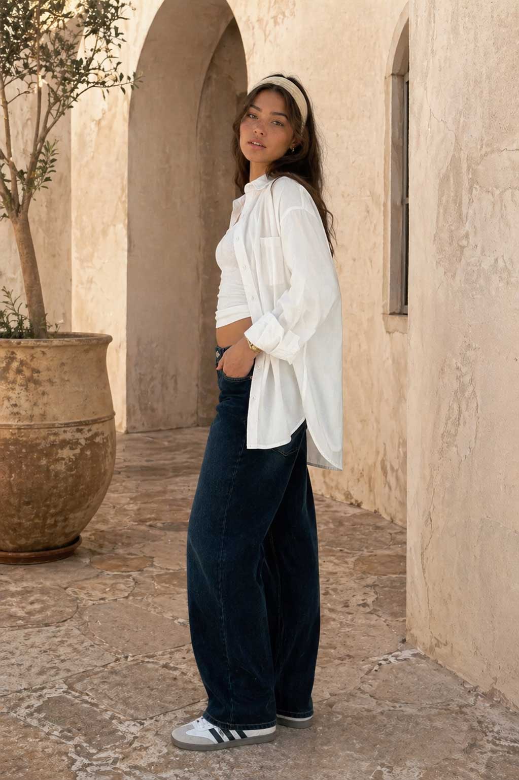 Oversized Poplin Shirt – White