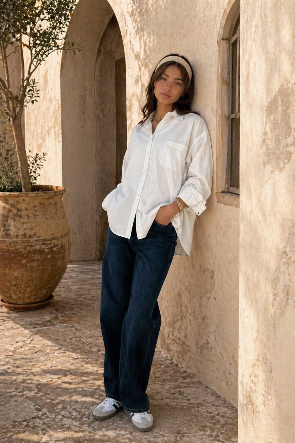 Oversized Poplin Shirt – White