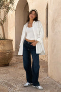 Oversized Poplin Shirt – White Shirt CIZARO - Cizaro Jeans