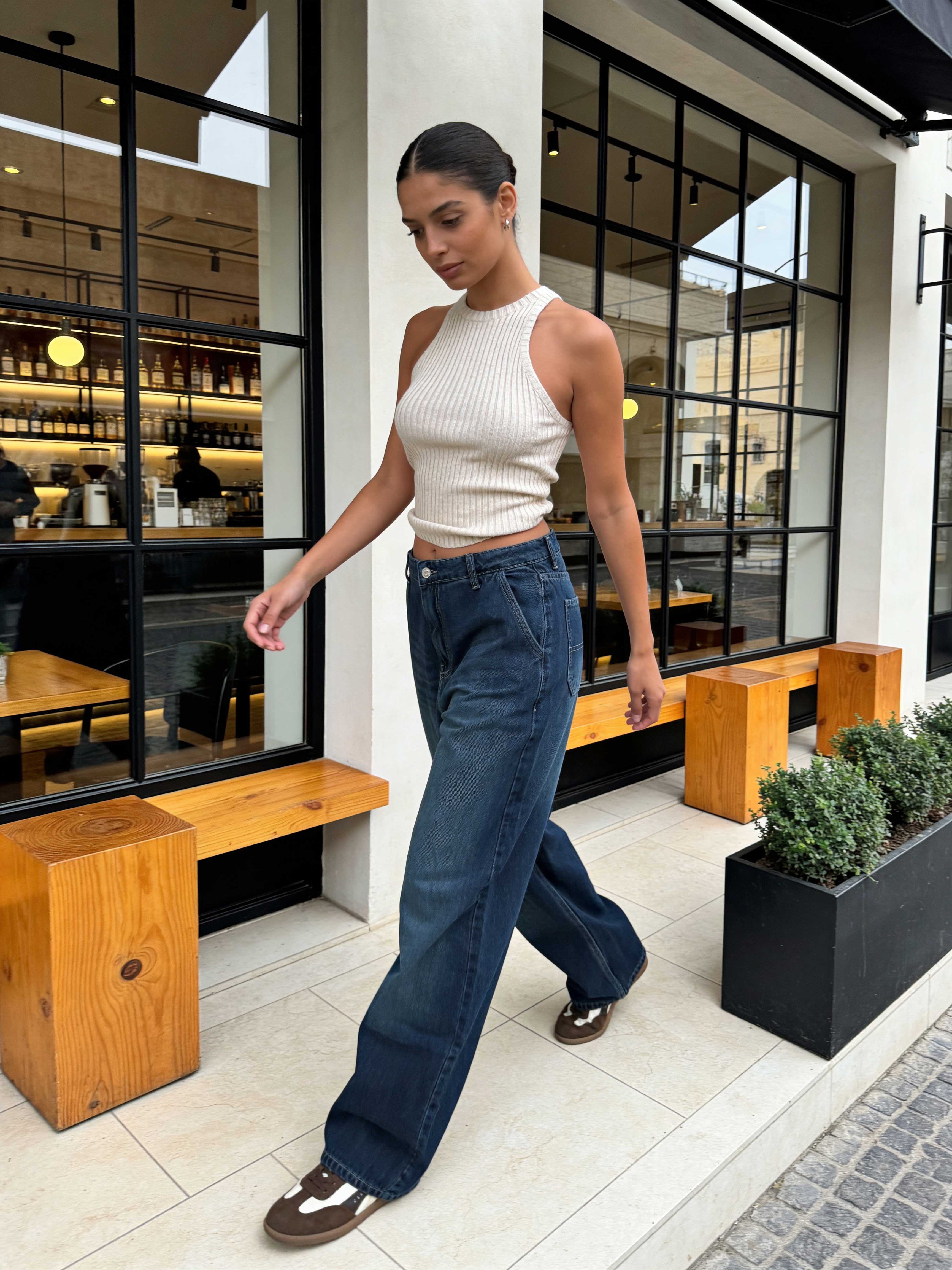 Skater – High-Waist Deep Vintage Green Jeans Skater CIZARO - Cizaro Jeans