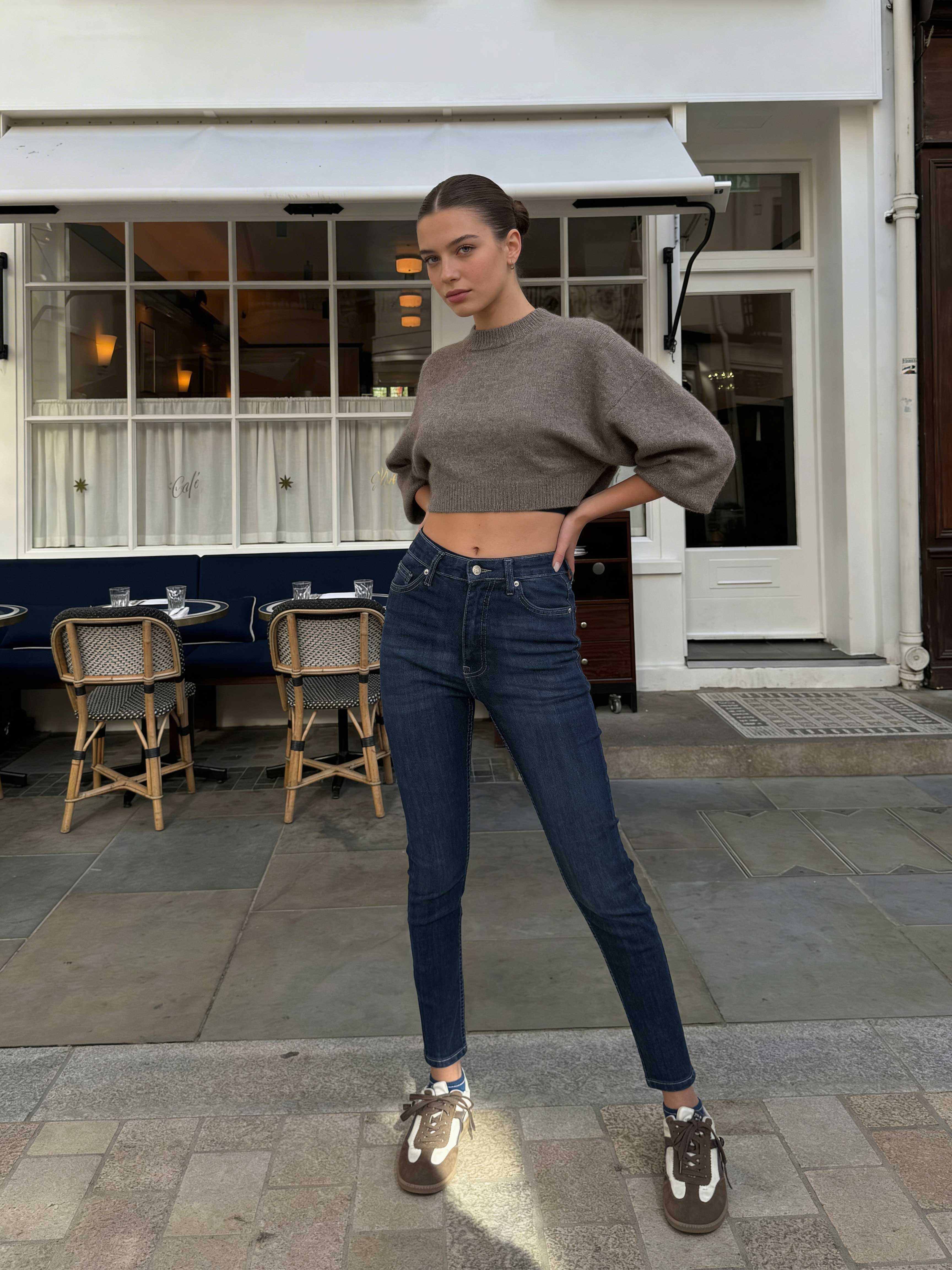 Skinny – High-Waist Dark Vintage Green Jeans Skinny CIZARO - Cizaro Jeans
