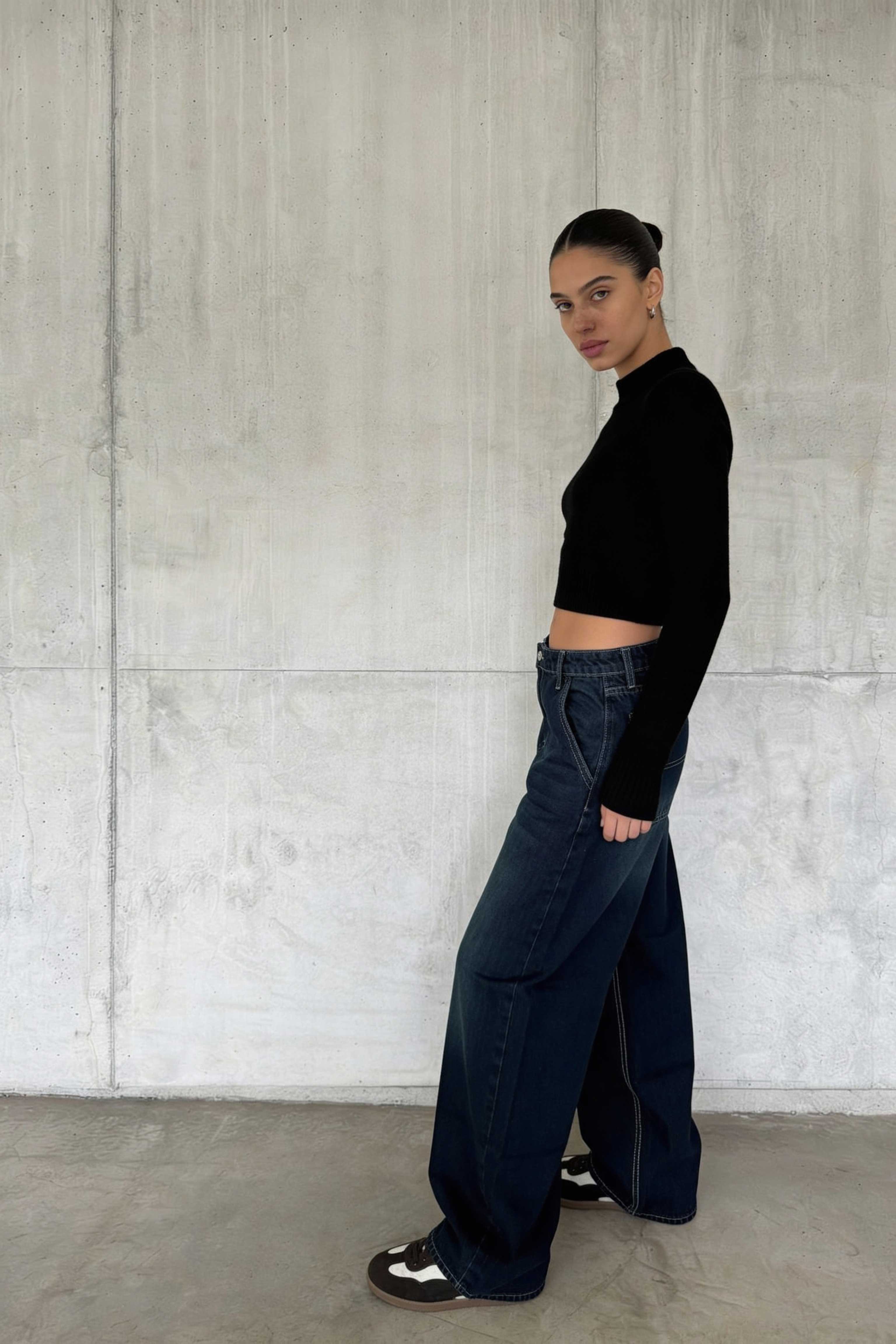 Skater – High-Waist Deep Vintage Green Jeans Skater CIZARO - Cizaro Jeans