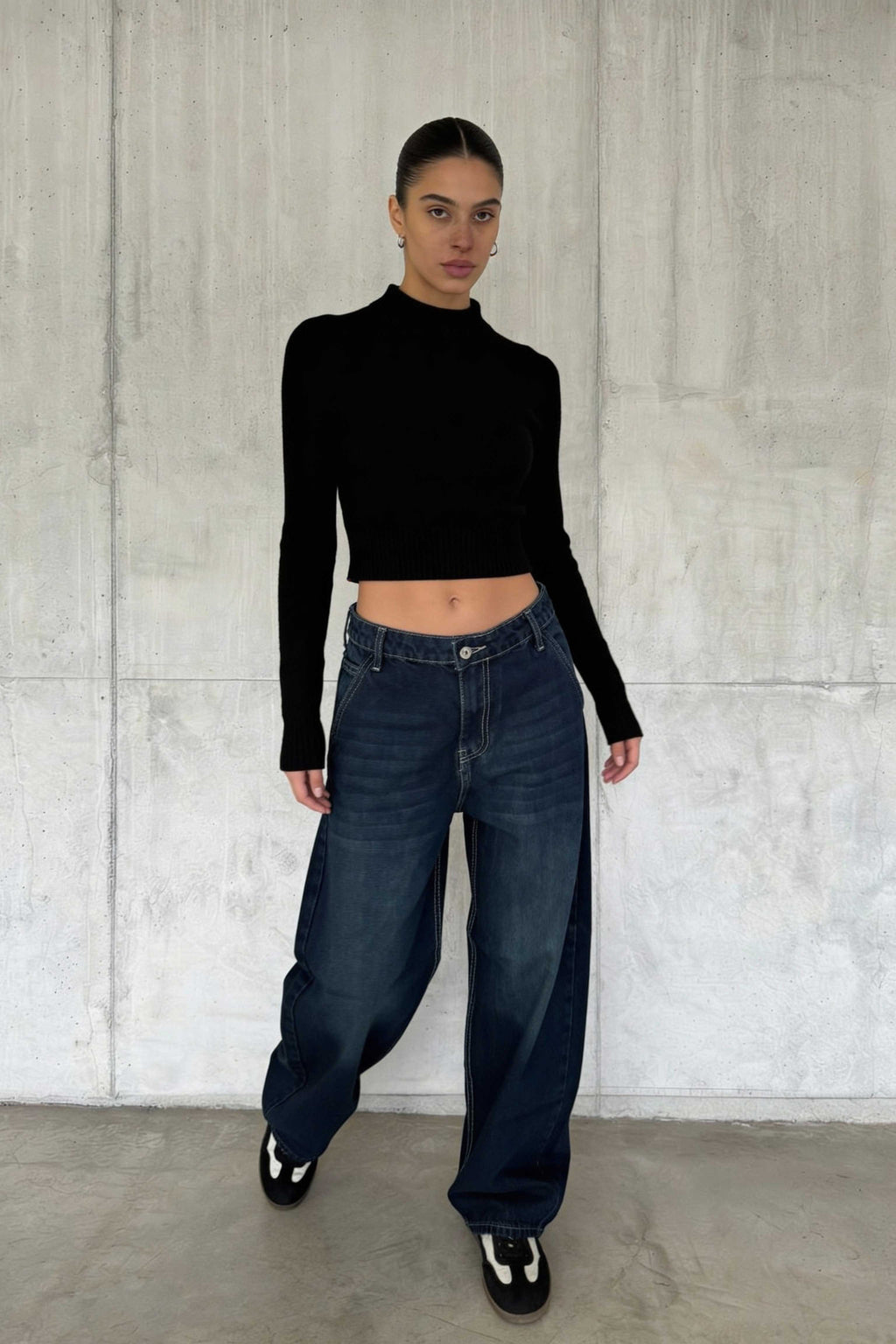 Skater – High-Waist Deep Vintage Green Jeans Skater CIZARO - Cizaro Jeans