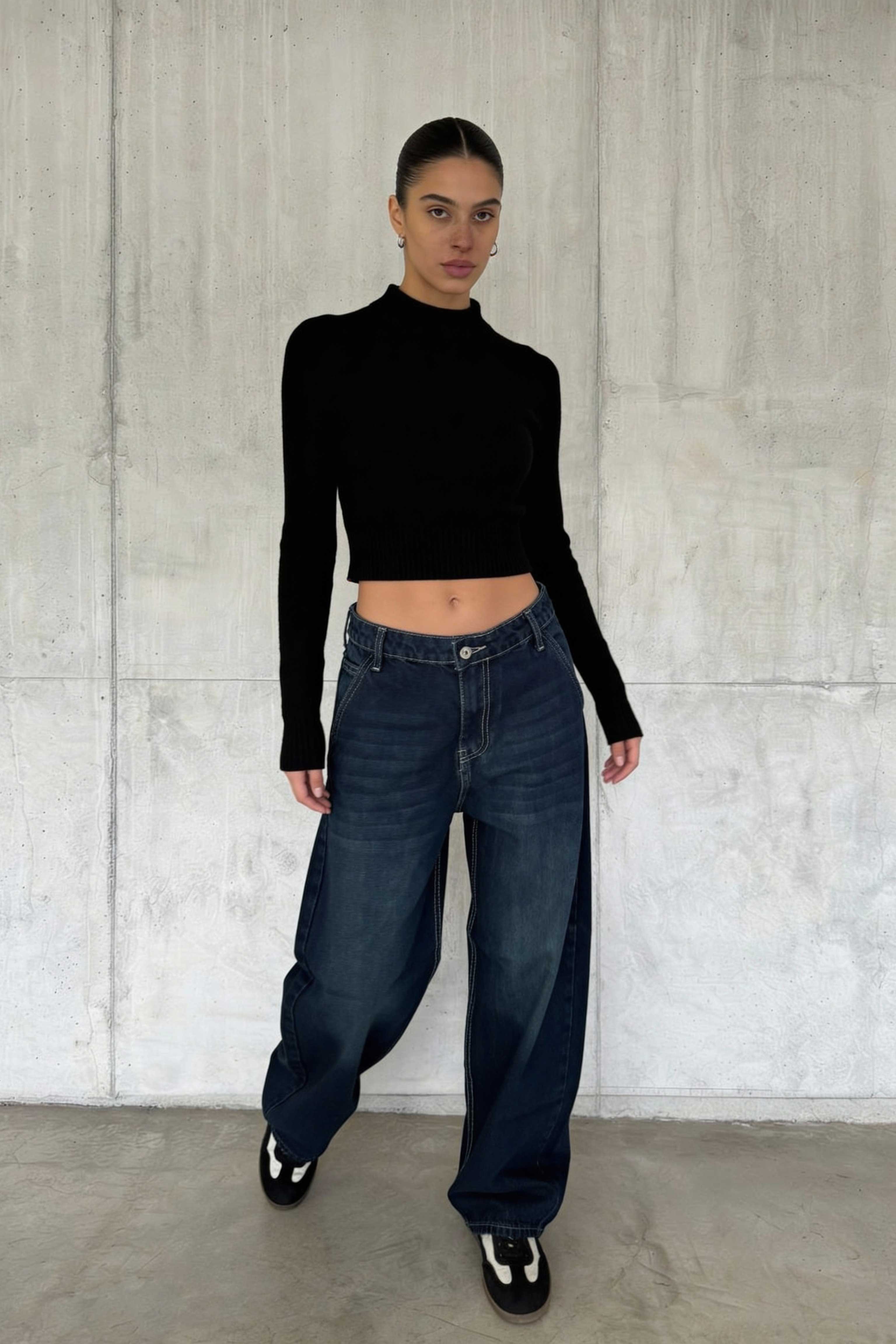 Skater – High-Waist Deep Vintage Green Jeans Skater CIZARO - Cizaro Jeans