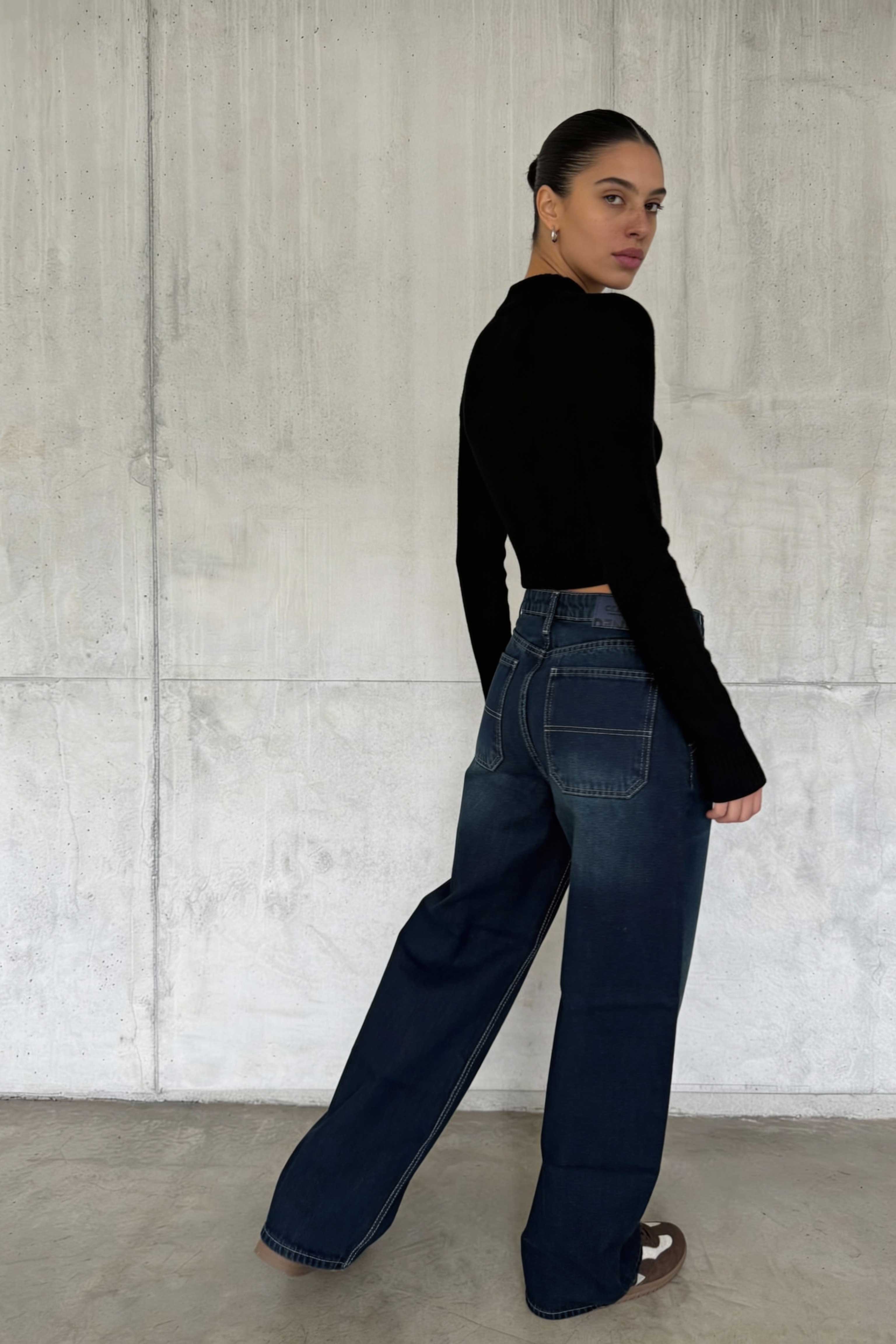 Skater – High-Waist Deep Vintage Green Jeans Skater CIZARO - Cizaro Jeans