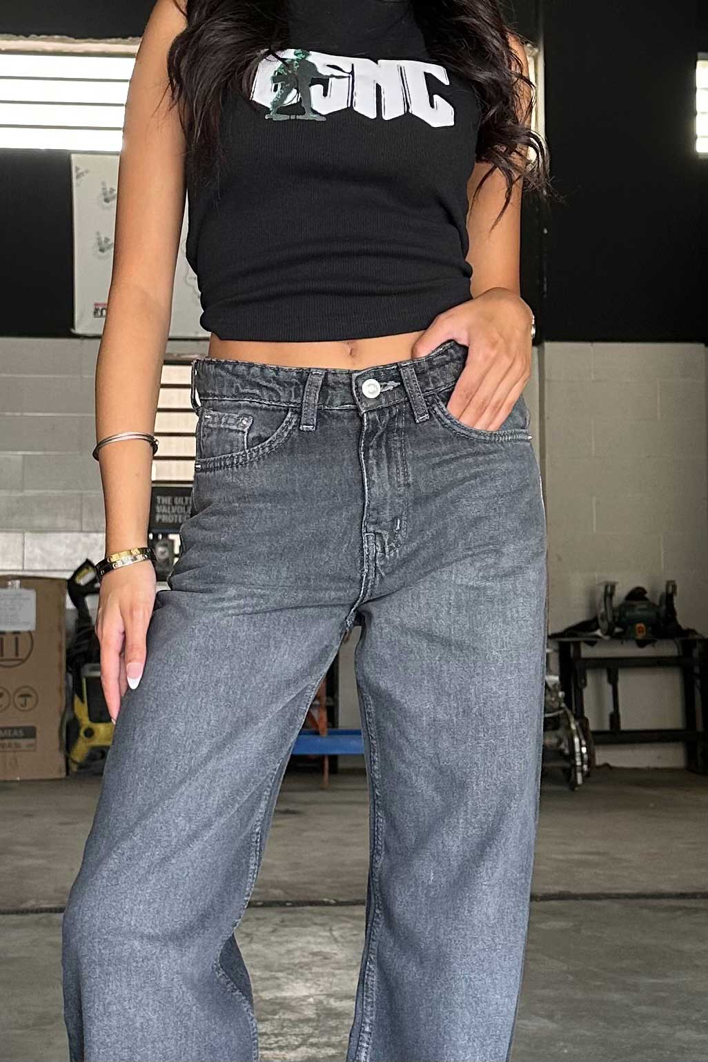 Straight - Mid Rise Washed Grey Jeans straight CIZARO - Cizaro Jeans