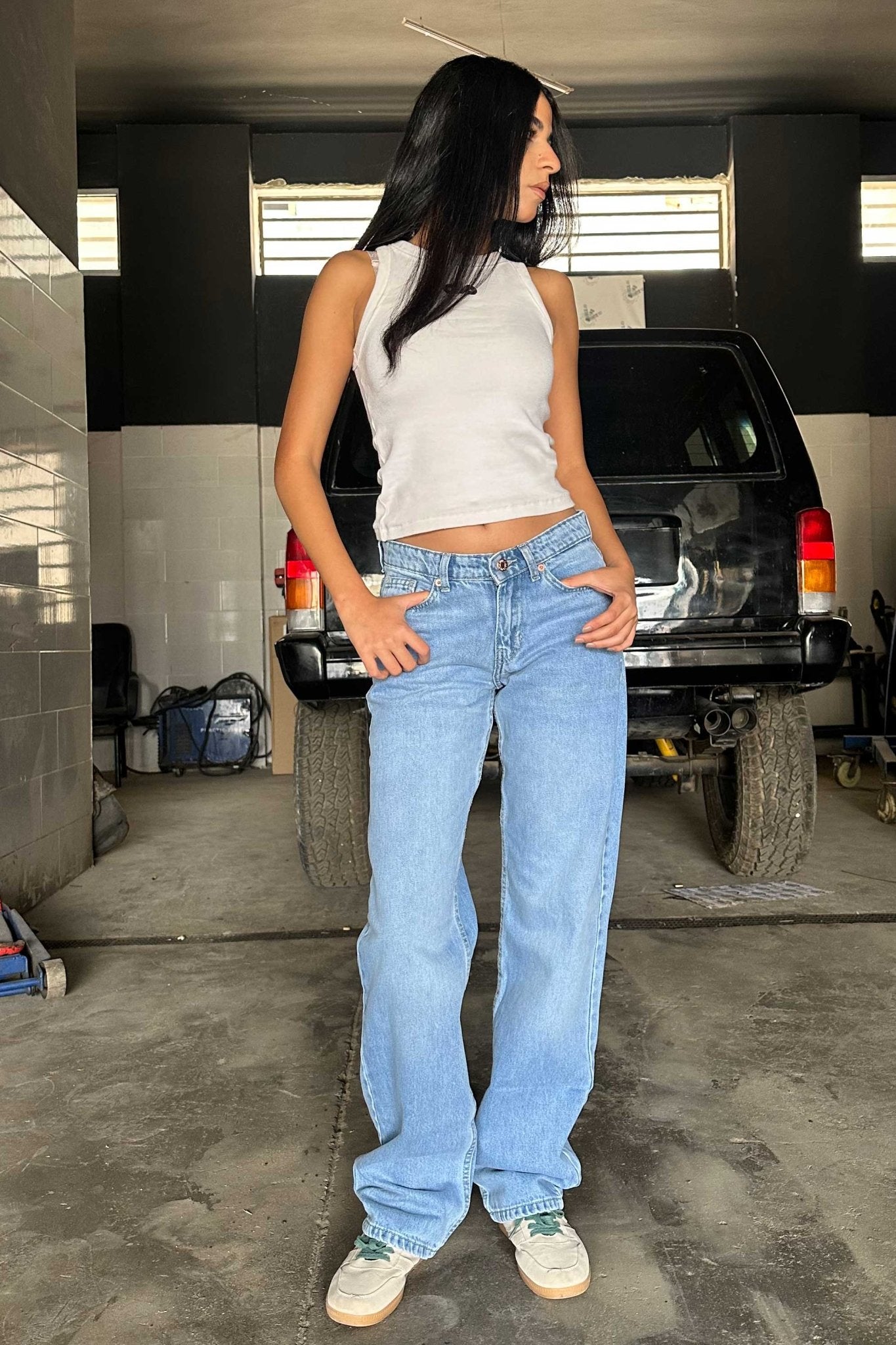 Straight-Leg - Low-Waist Bright Blue Jeans Straight CIZARO - Cizaro Jeans