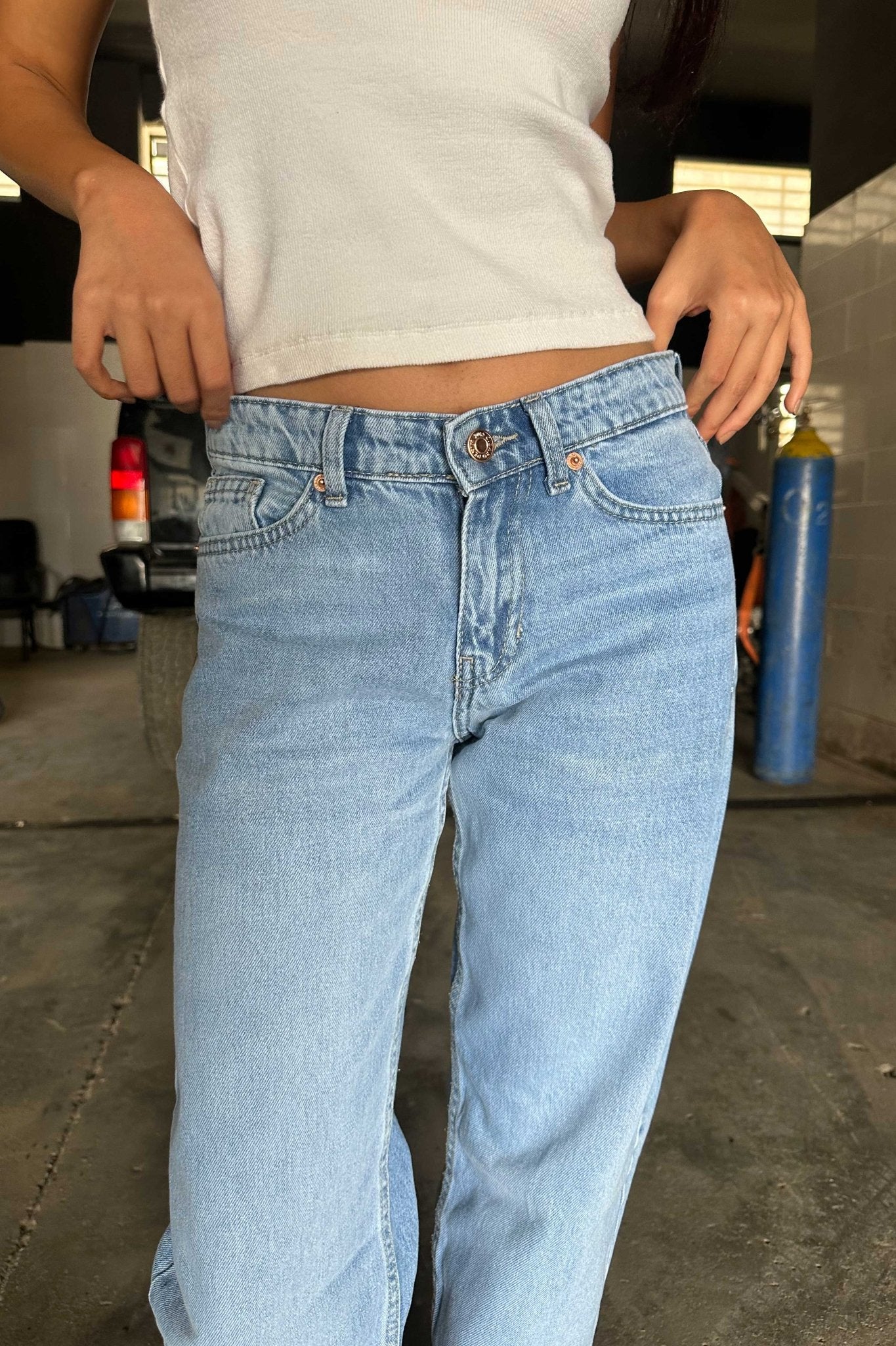 Straight-Leg - Low-Waist Bright Blue Jeans straight CIZARO - Cizaro Jeans