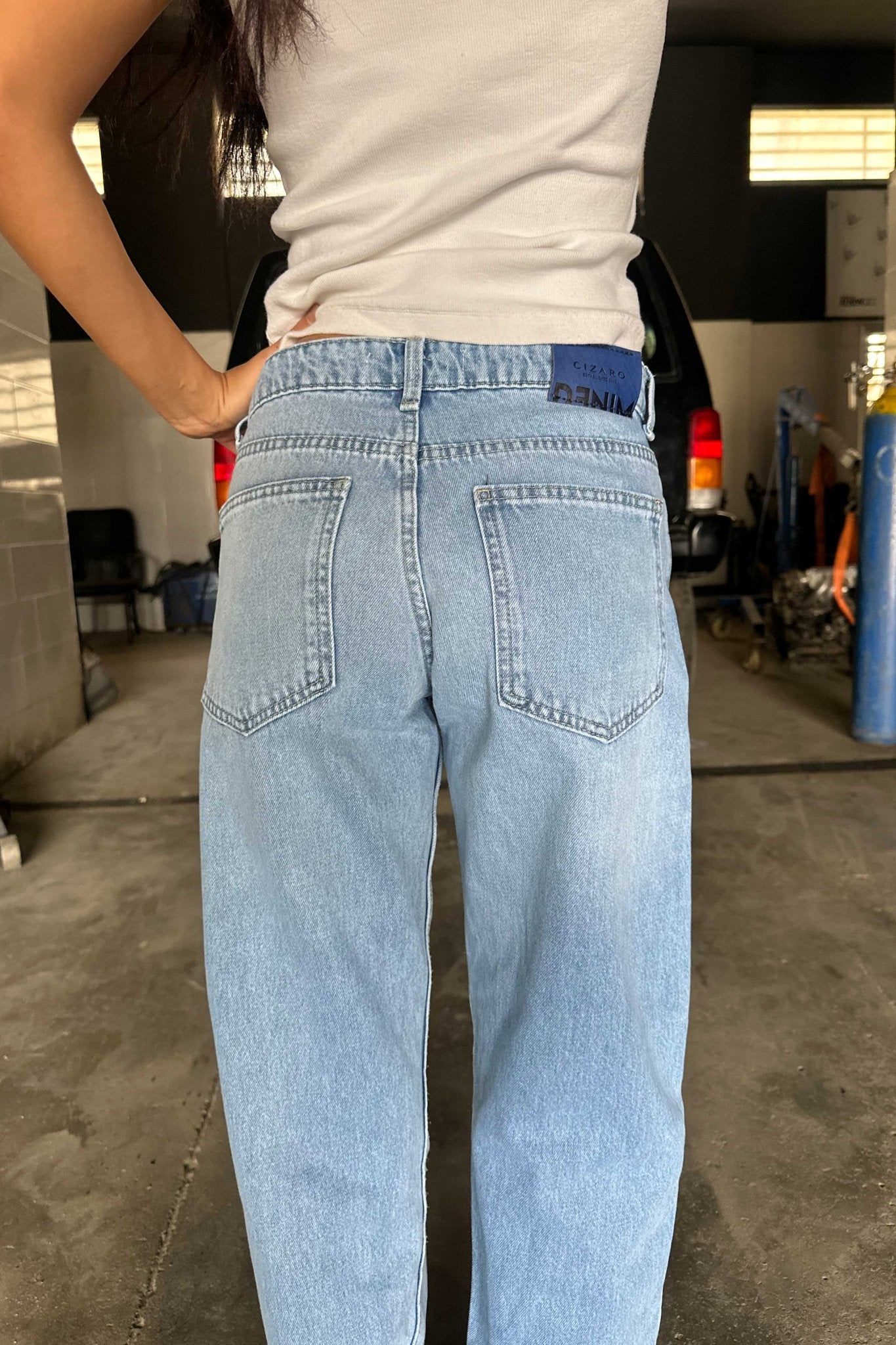 Straight-Leg - Low-Waist Bright Blue Jeans straight CIZARO - Cizaro Jeans