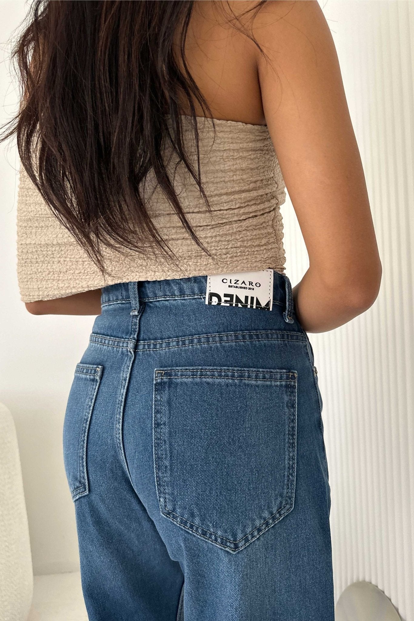 Straight - Mid-Rise Deep Ocean Blue Jeans Straight CIZARO - Cizaro Jeans