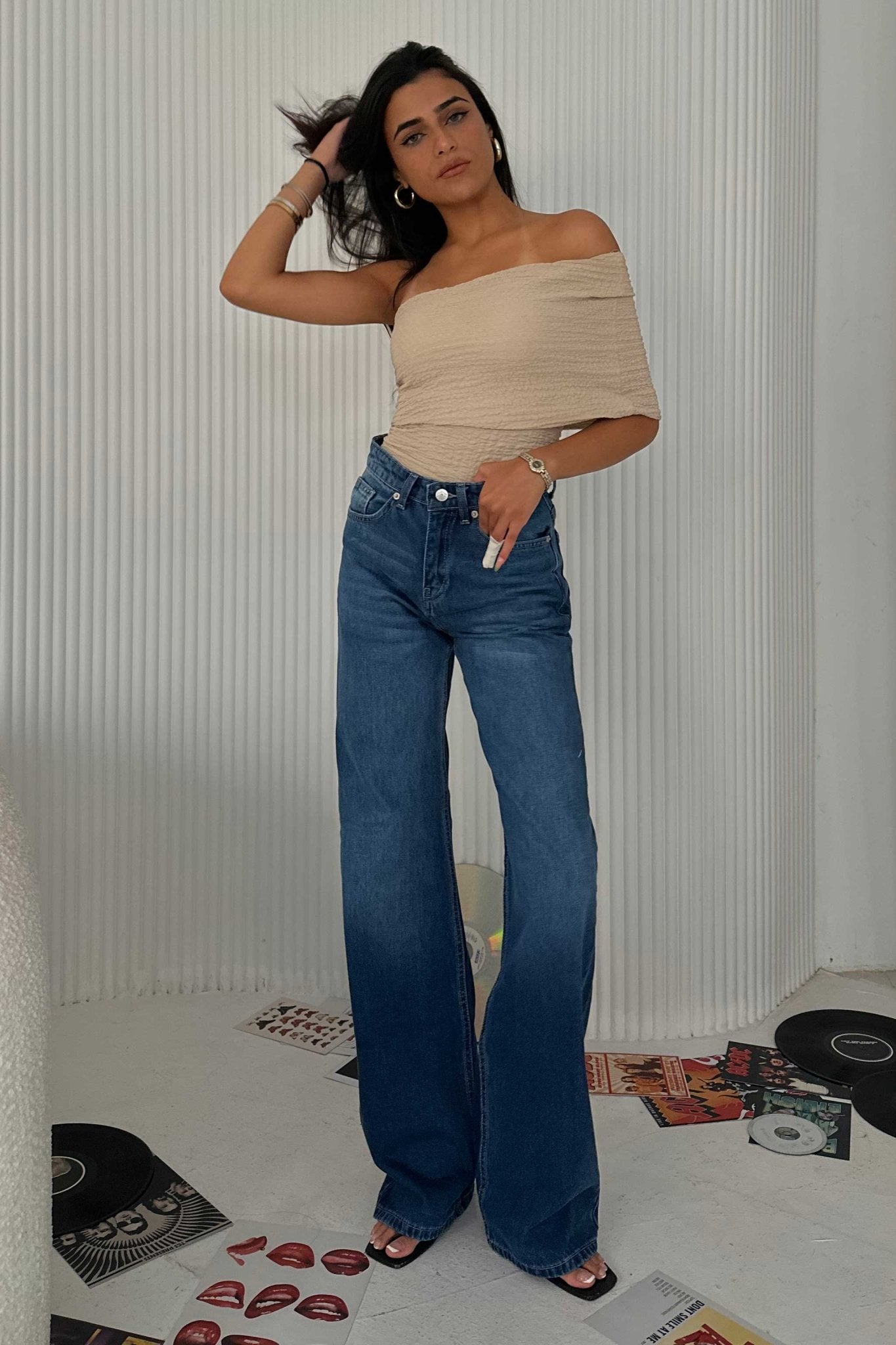 Straight - Mid-Rise Deep Ocean Blue Jeans Straight CIZARO - Cizaro Jeans