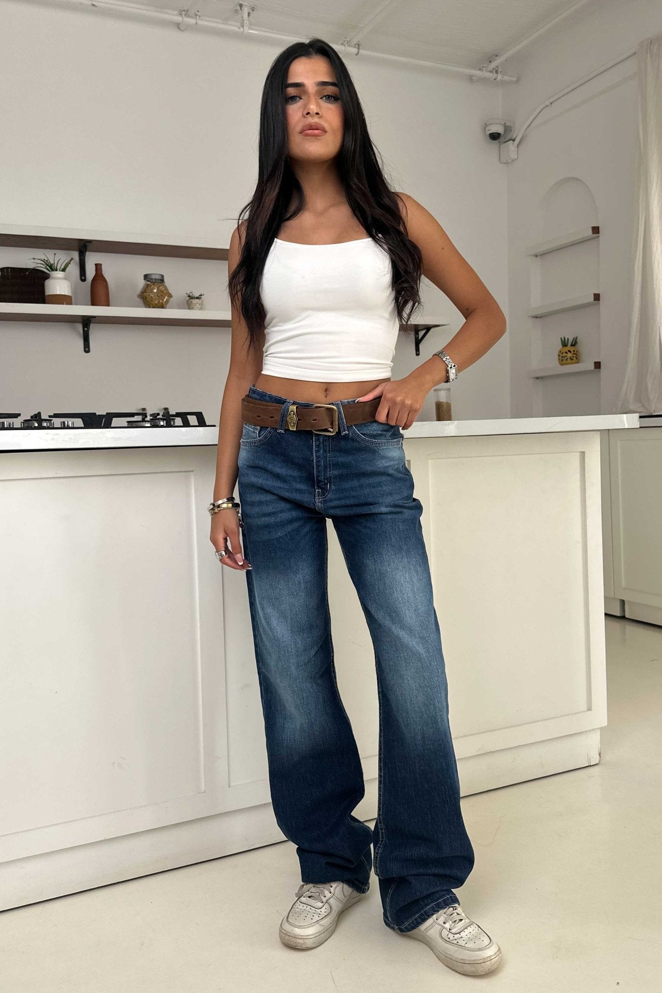Ultra Comfort Straight Leg – Mid Rise Faded Blue Jeans Straight CIZARO - Cizaro Jeans