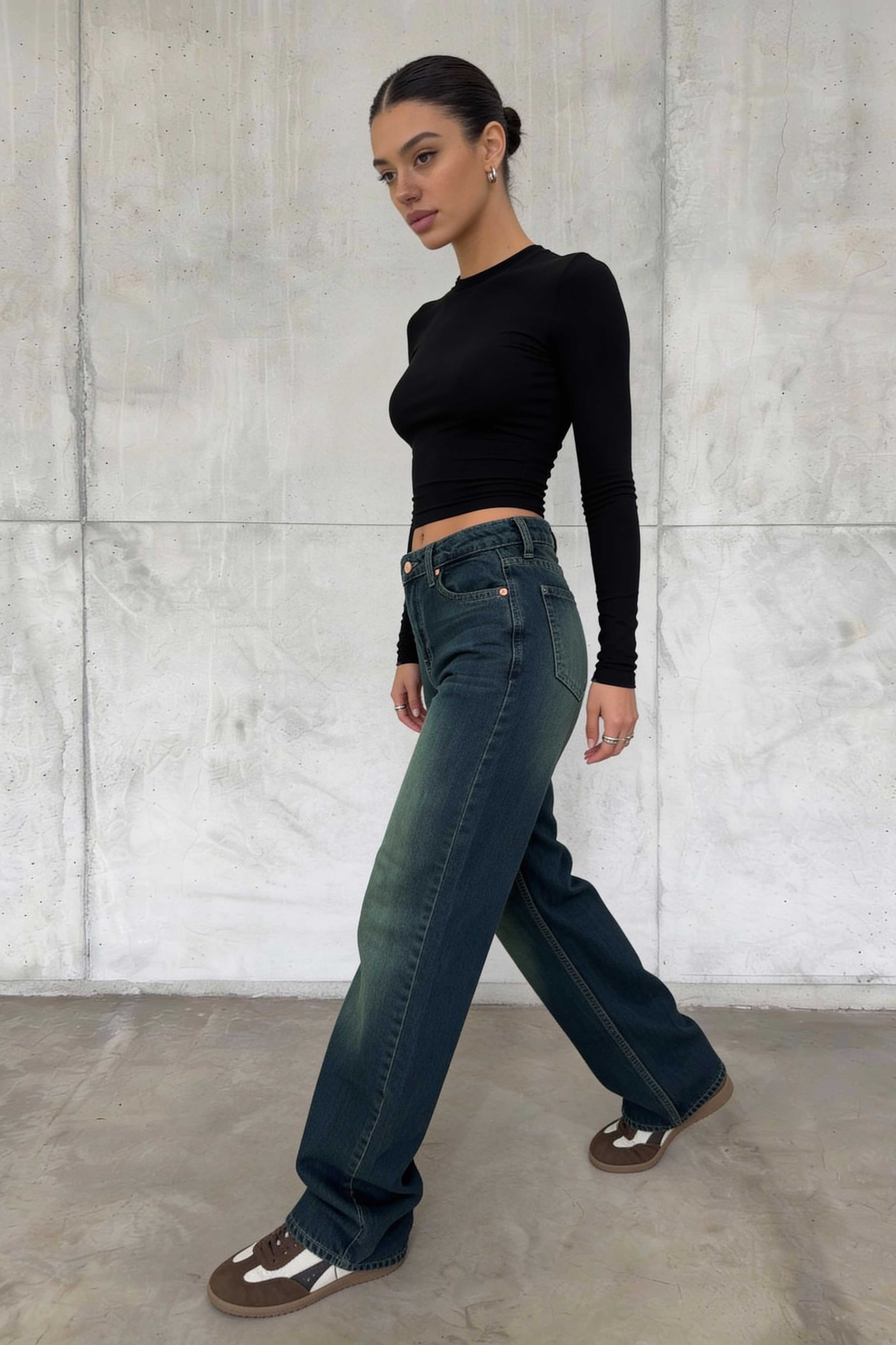 Straight – High-Waist Deep Vintage Green Jeans Straight CIZARO - Cizaro Jeans