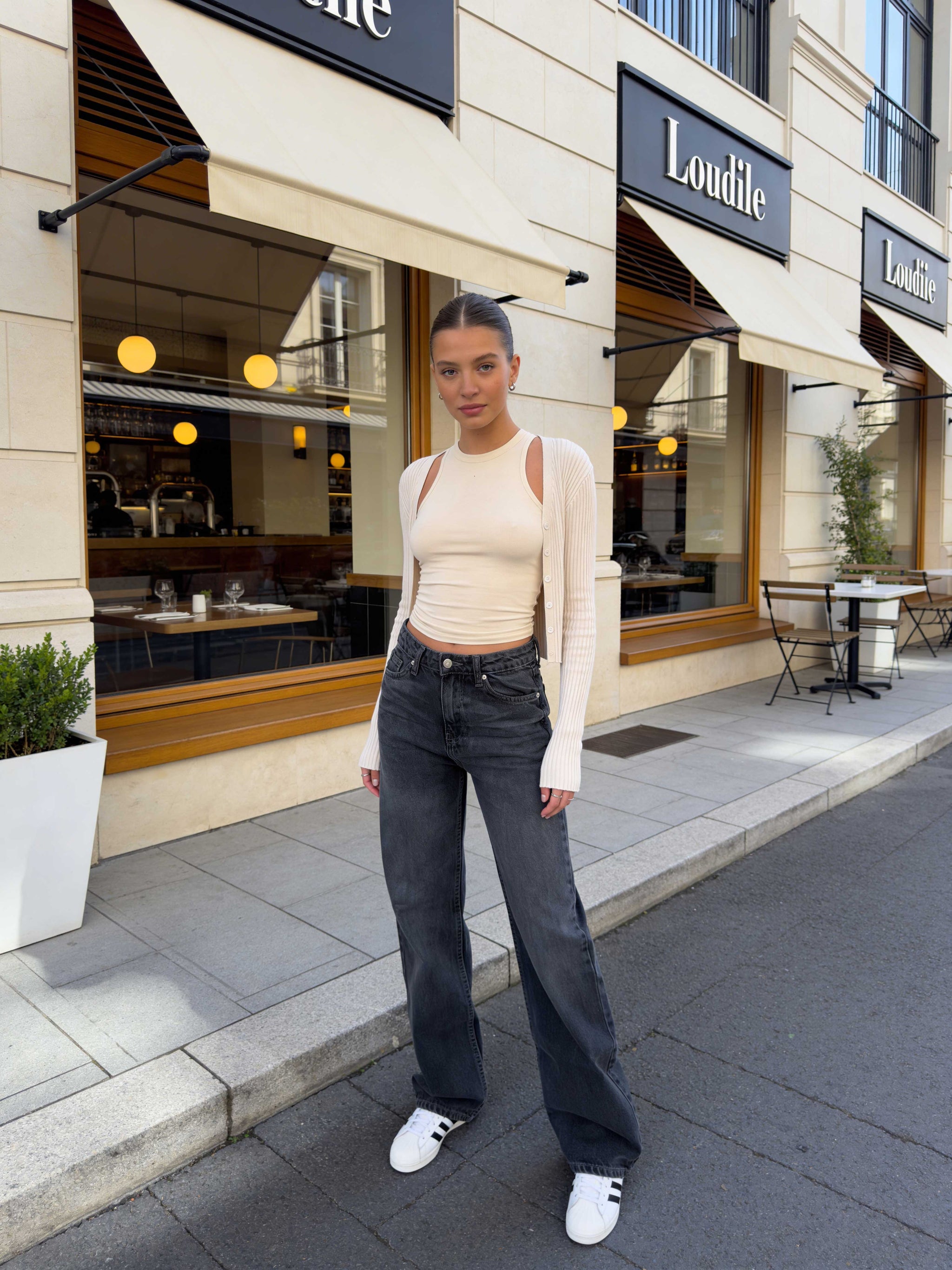 Straight High waist charcoal black jeans Straight CIZARO - Cizaro Jeans