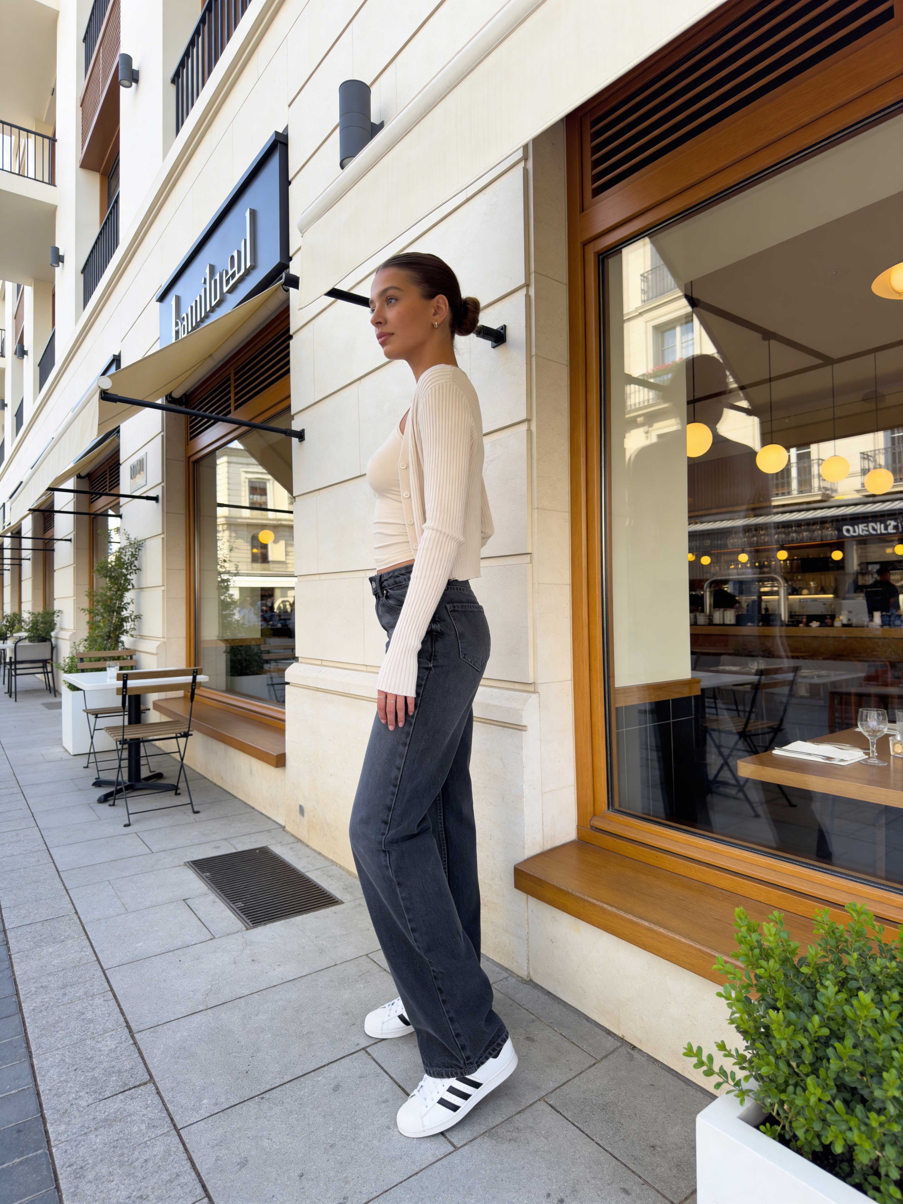 Straight High waist charcoal black jeans Straight CIZARO - Cizaro Jeans