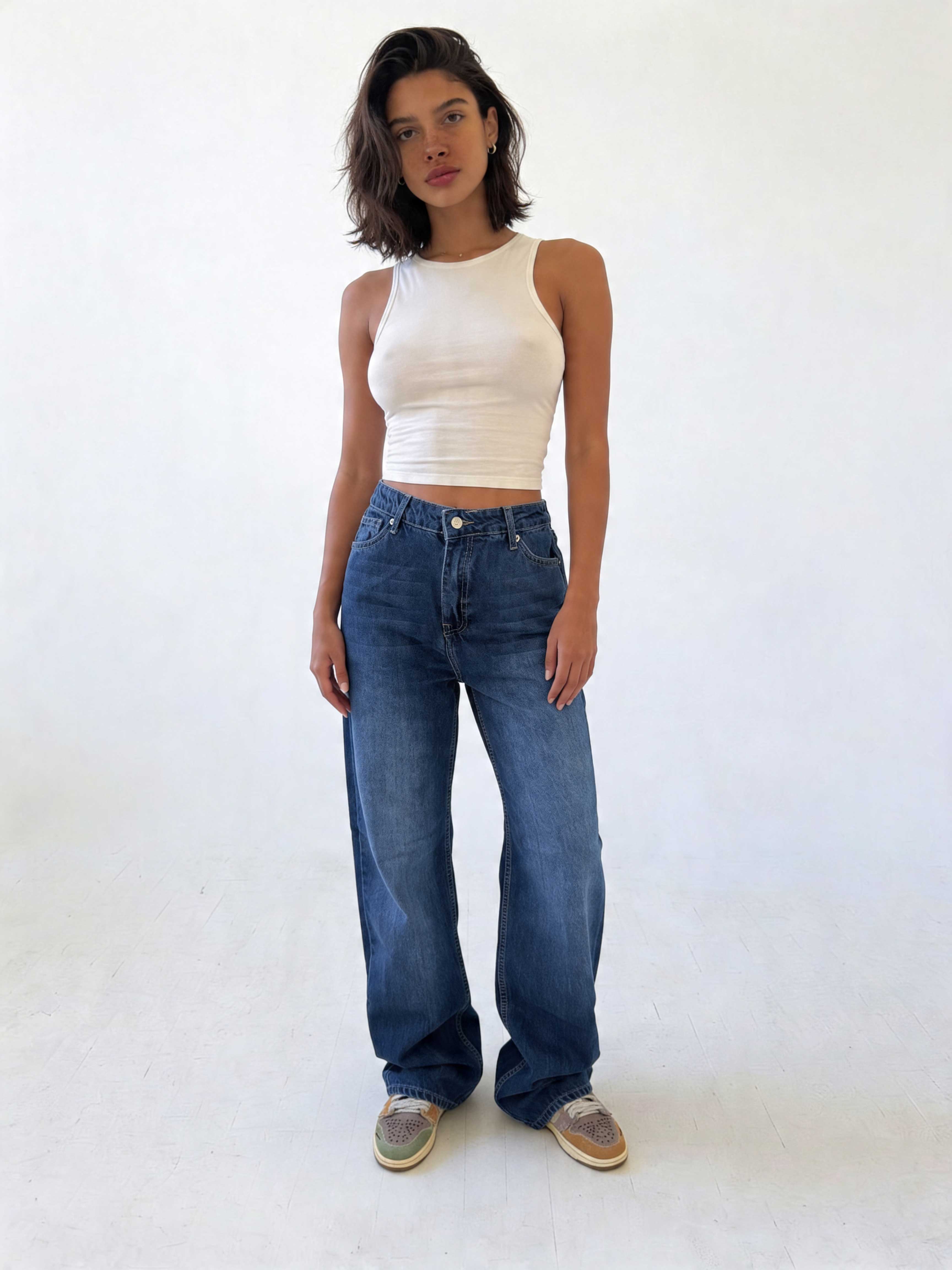 Straight – High-Waist Ocean Blue Jeans straight CIZARO - Cizaro Jeans