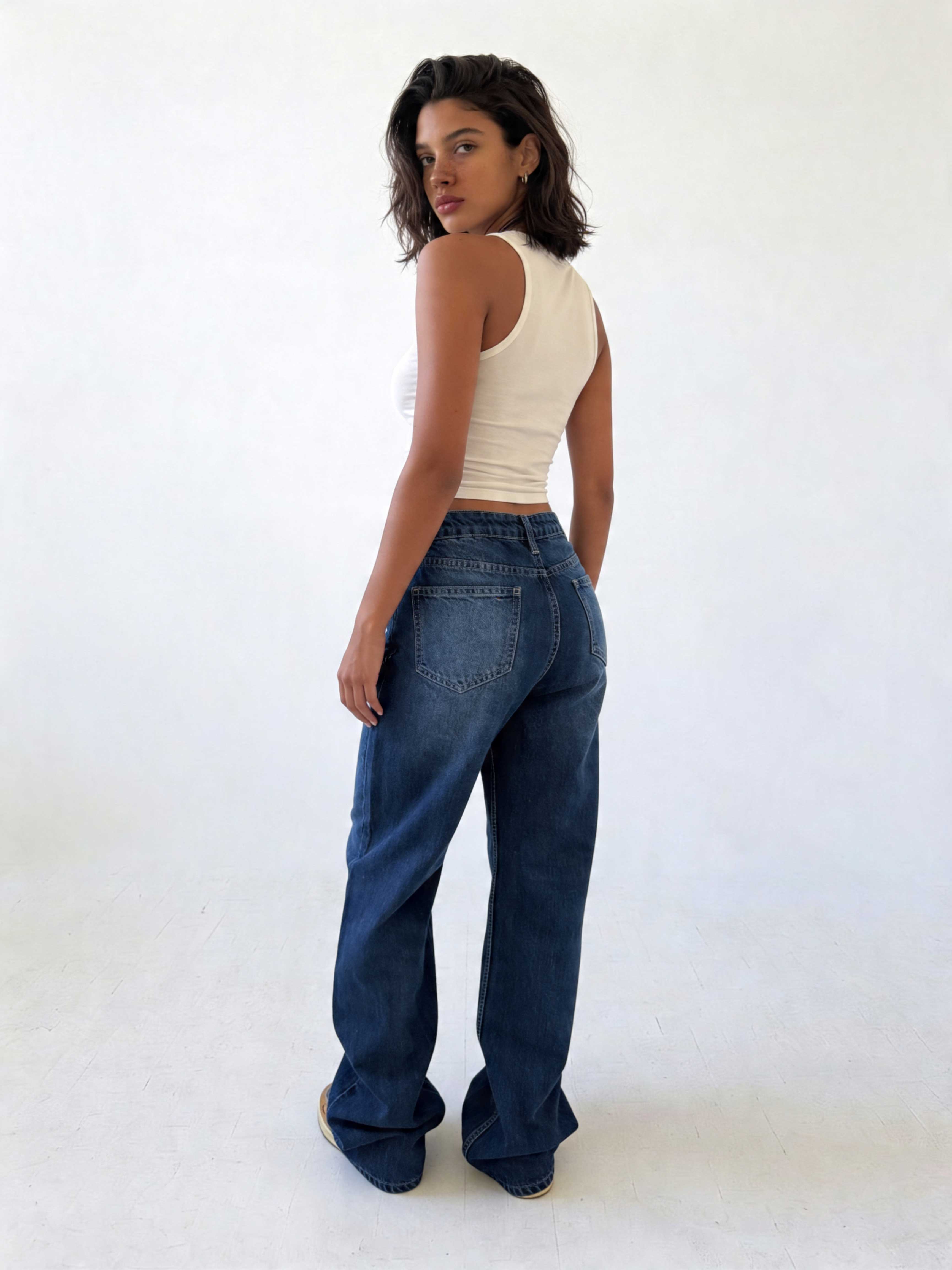 Straight – High-Waist Ocean Blue Jeans straight CIZARO - Cizaro Jeans