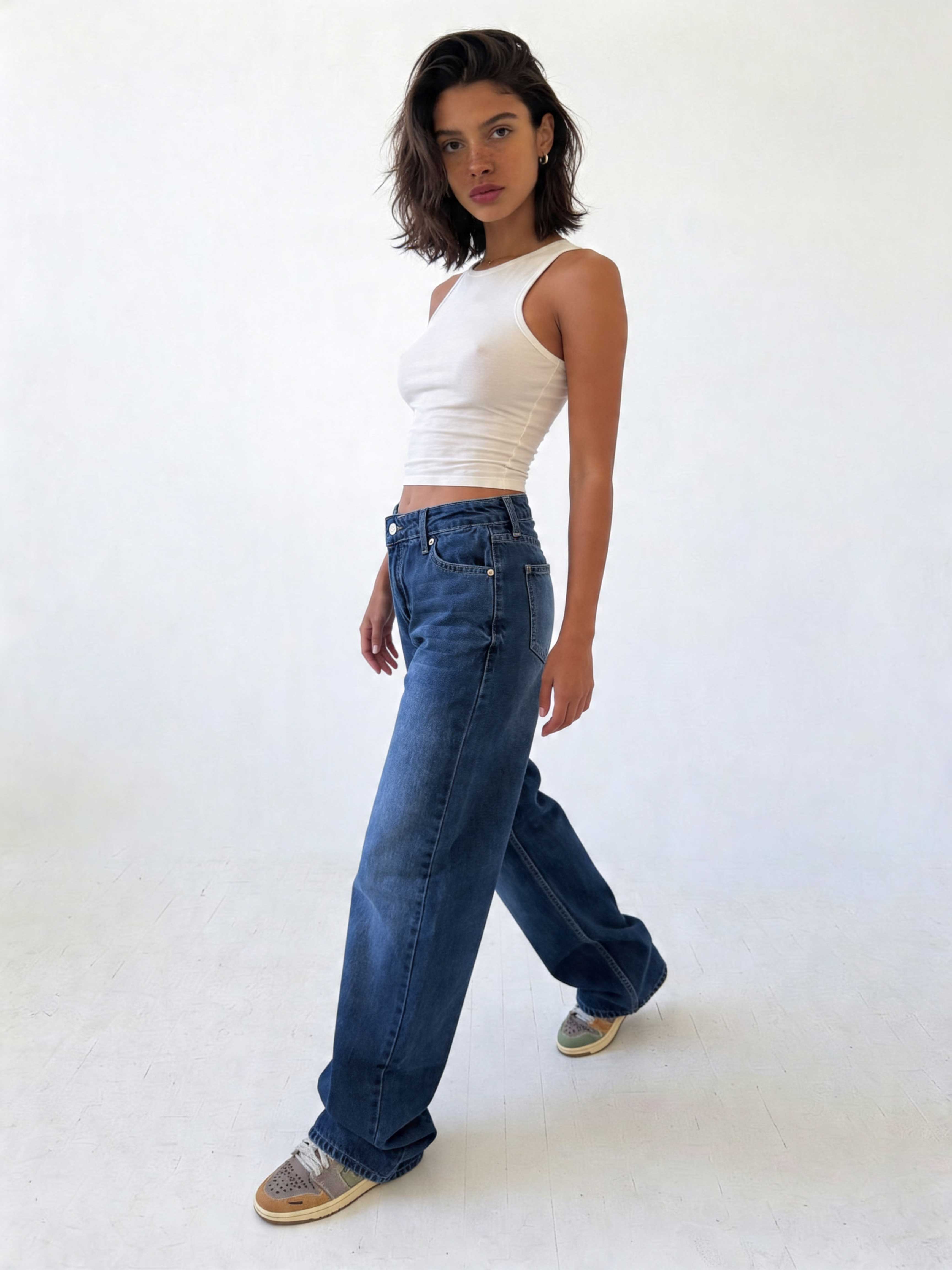 Straight – High-Waist Ocean Blue Jeans straight CIZARO - Cizaro Jeans