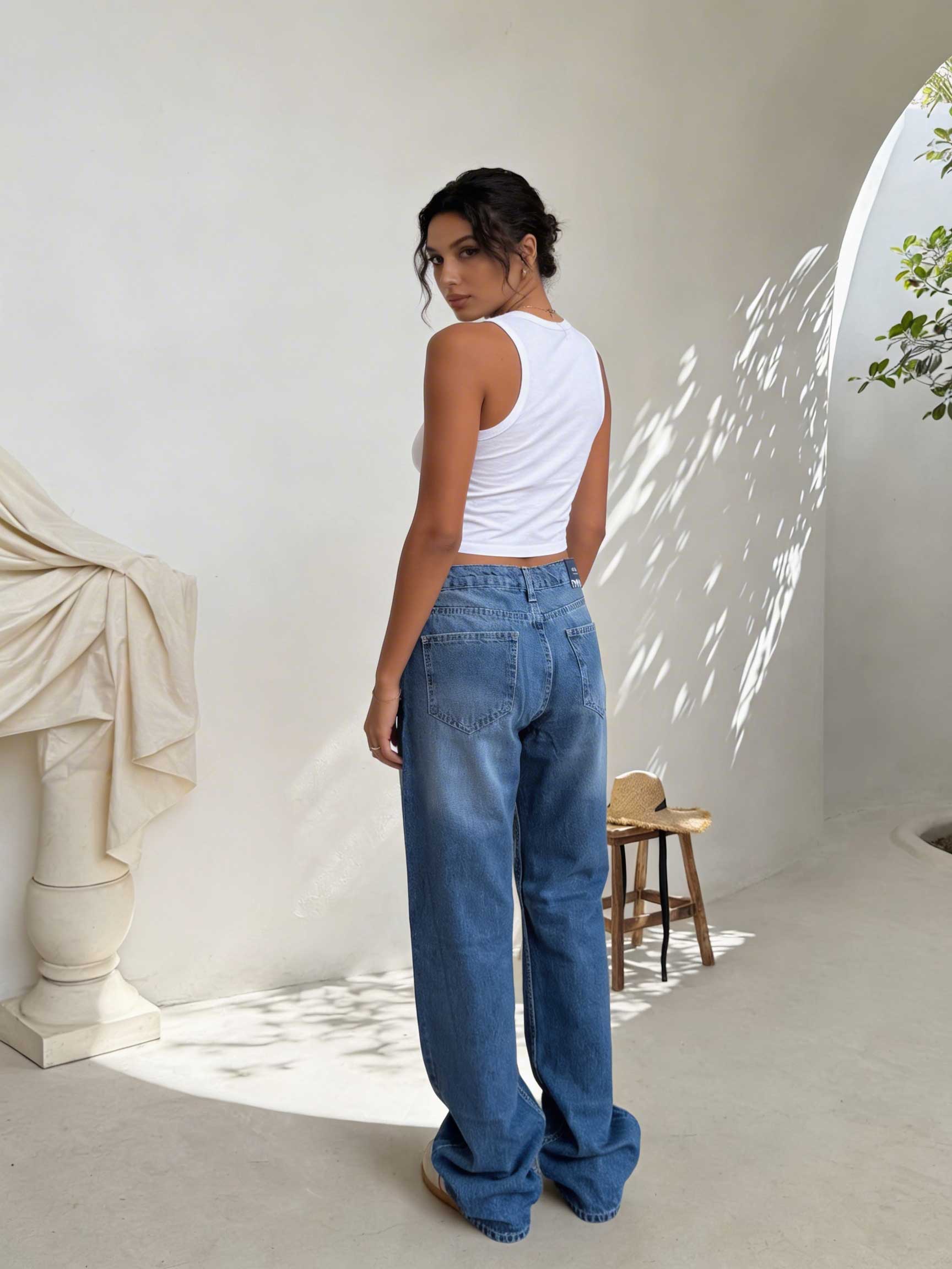 Perfect Straight – Low-Waist Mid Blue Washed Jeans Straight CIZARO - Cizaro Jeans